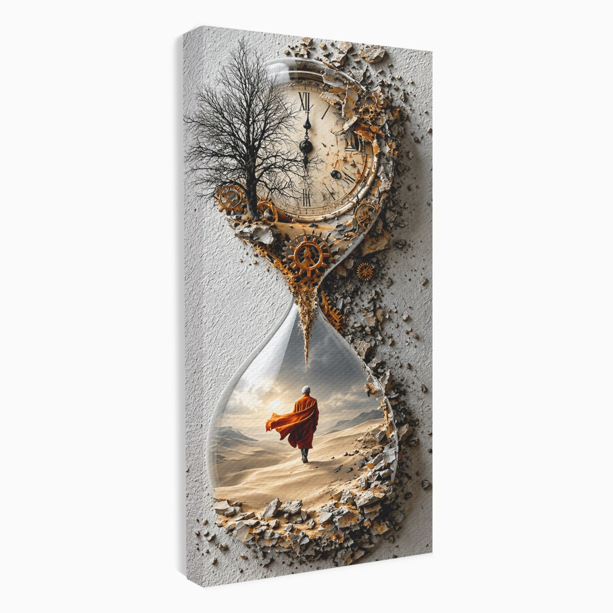 Tablou Canvas Premium LuxCanva® U1024, Calatoria Timpului,  Desert, Clepsidra, Timp, Living, Reflexie, Culori Vibrante