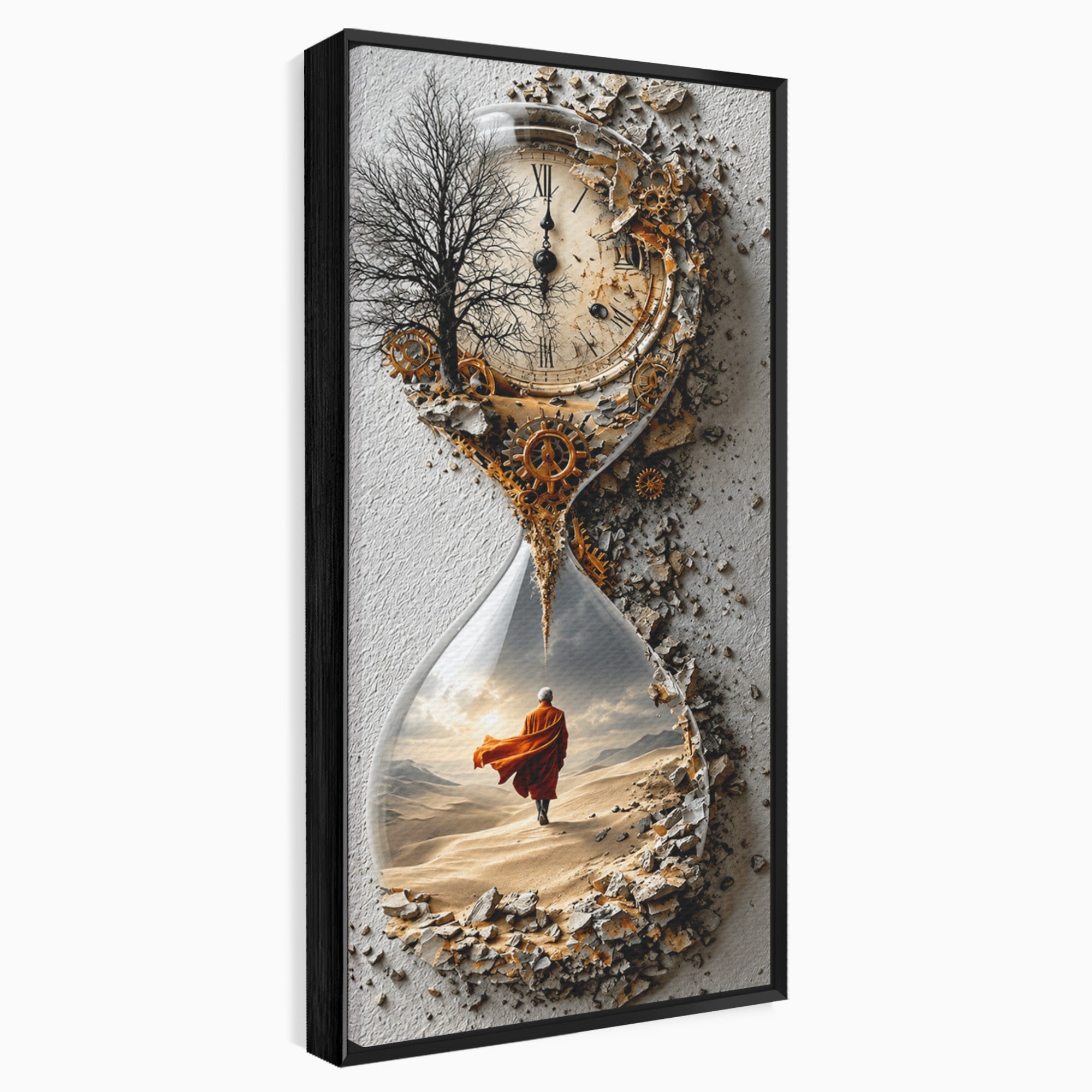 Tablou Canvas Premium LuxCanva® U1024, Calatoria Timpului,  Desert, Clepsidra, Timp, Living, Reflexie, Culori Vibrante