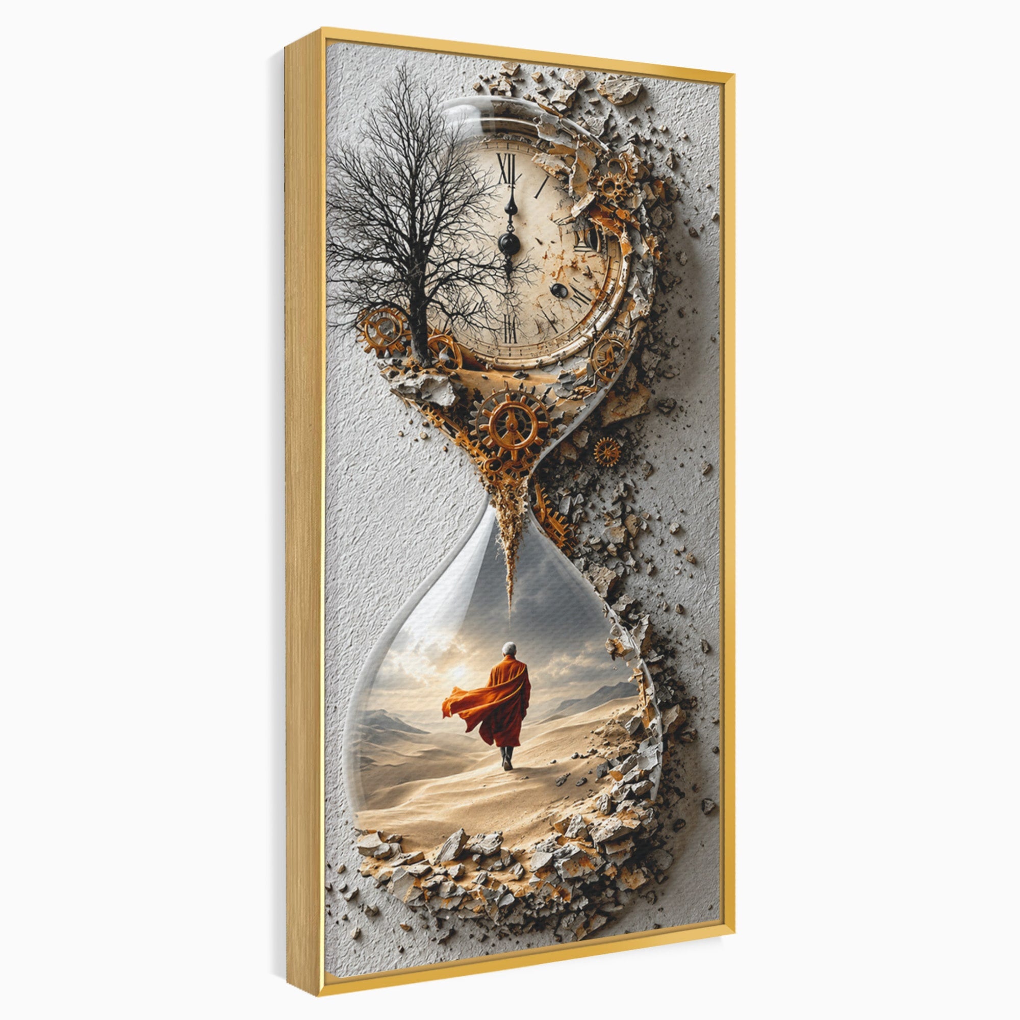 Tablou Canvas Premium LuxCanva® U1024, Calatoria Timpului,  Desert, Clepsidra, Timp, Living, Reflexie, Culori Vibrante