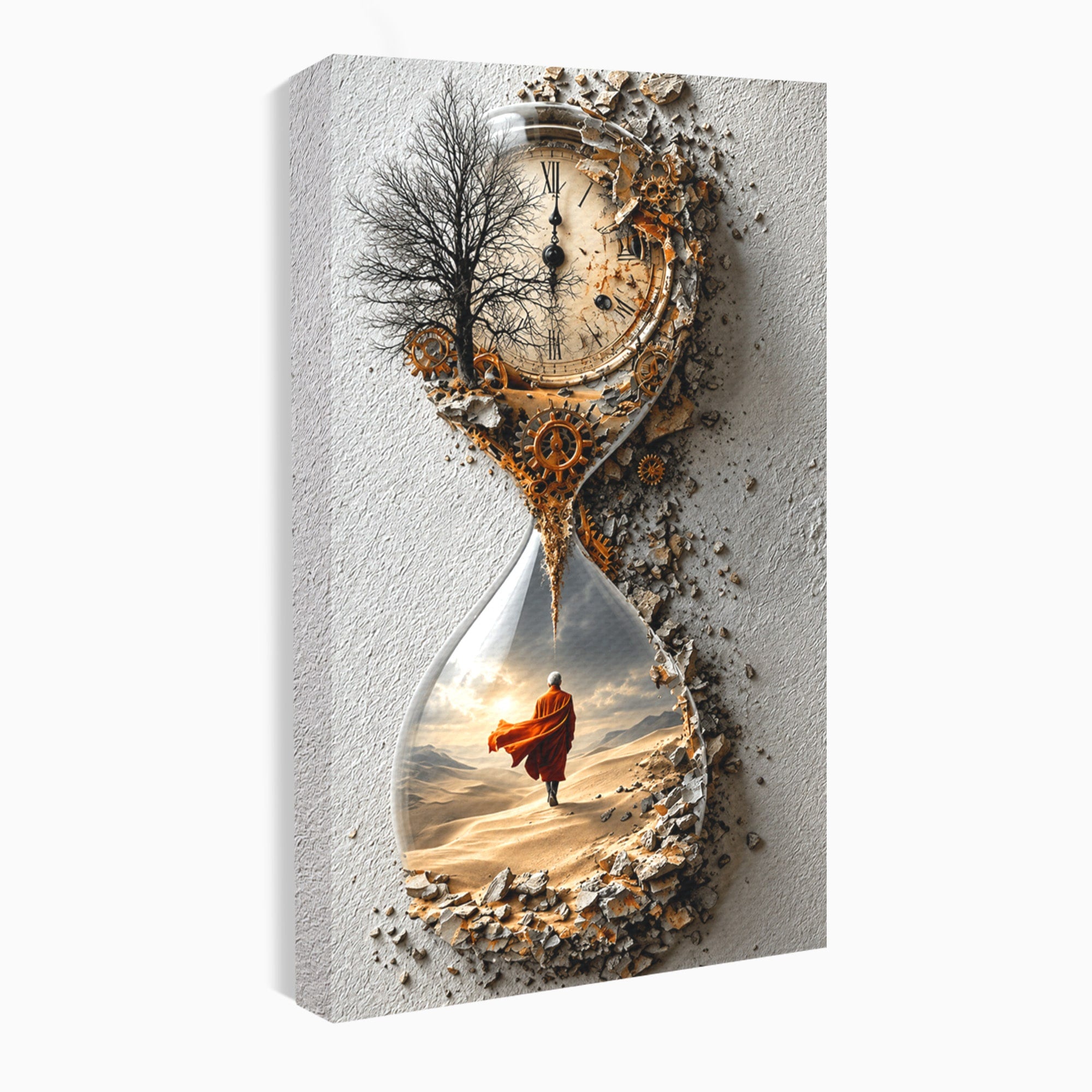Tablou Canvas Premium LuxCanva® U1024, Calatoria Timpului,  Desert, Clepsidra, Timp, Living, Reflexie, Culori Vibrante