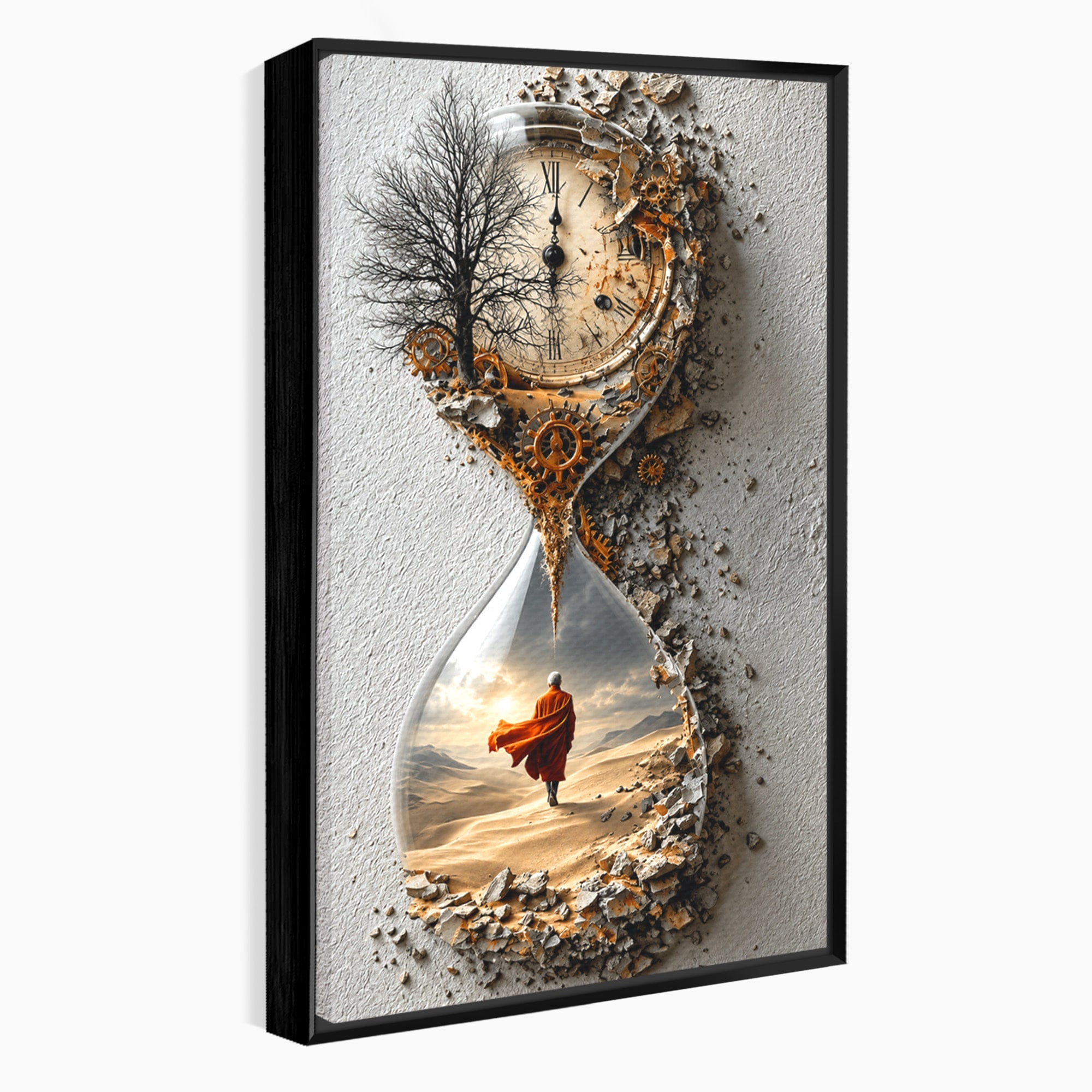 Tablou Canvas Premium LuxCanva® U1024, Calatoria Timpului,  Desert, Clepsidra, Timp, Living, Reflexie, Culori Vibrante