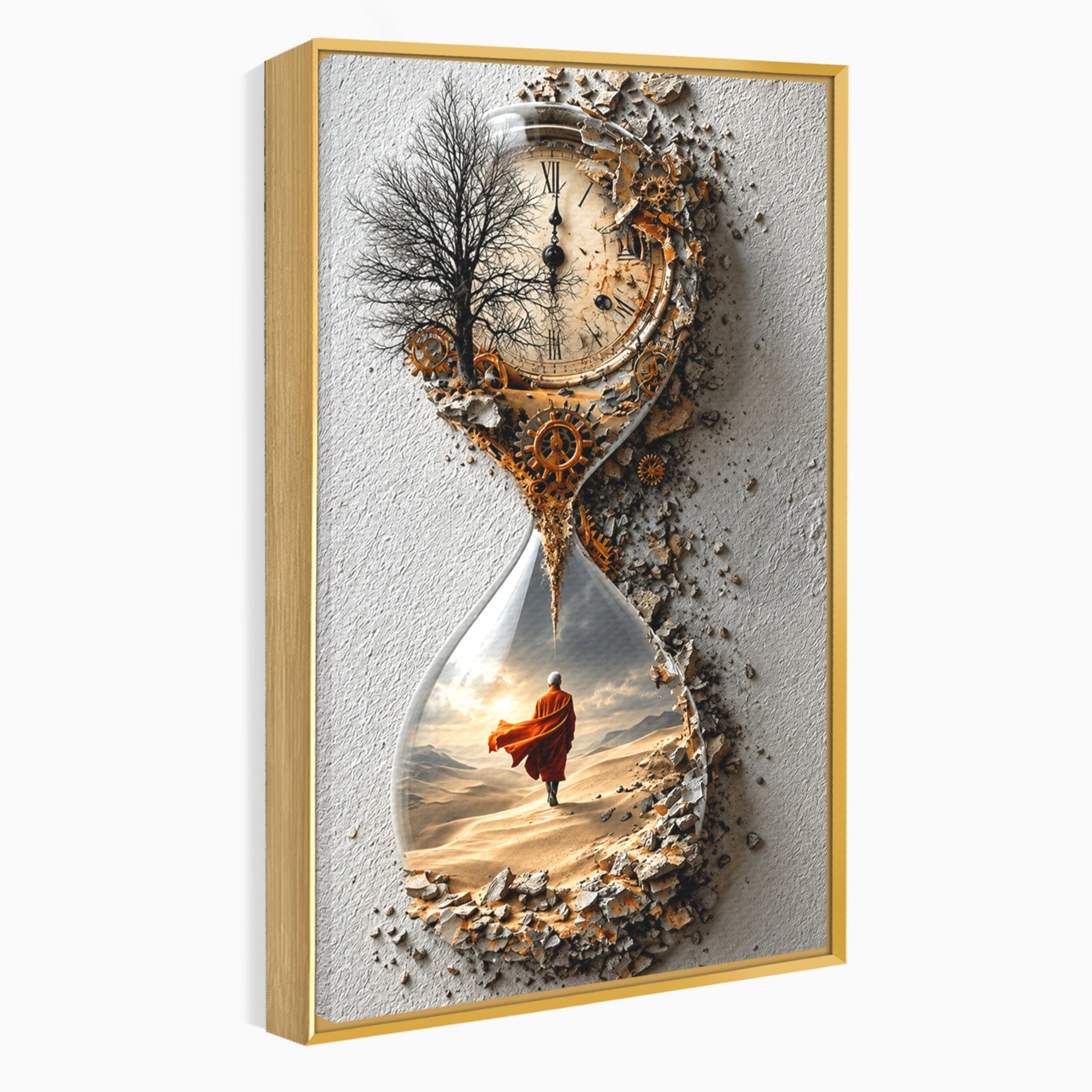 Tablou Canvas Premium LuxCanva® U1024, Calatoria Timpului,  Desert, Clepsidra, Timp, Living, Reflexie, Culori Vibrante