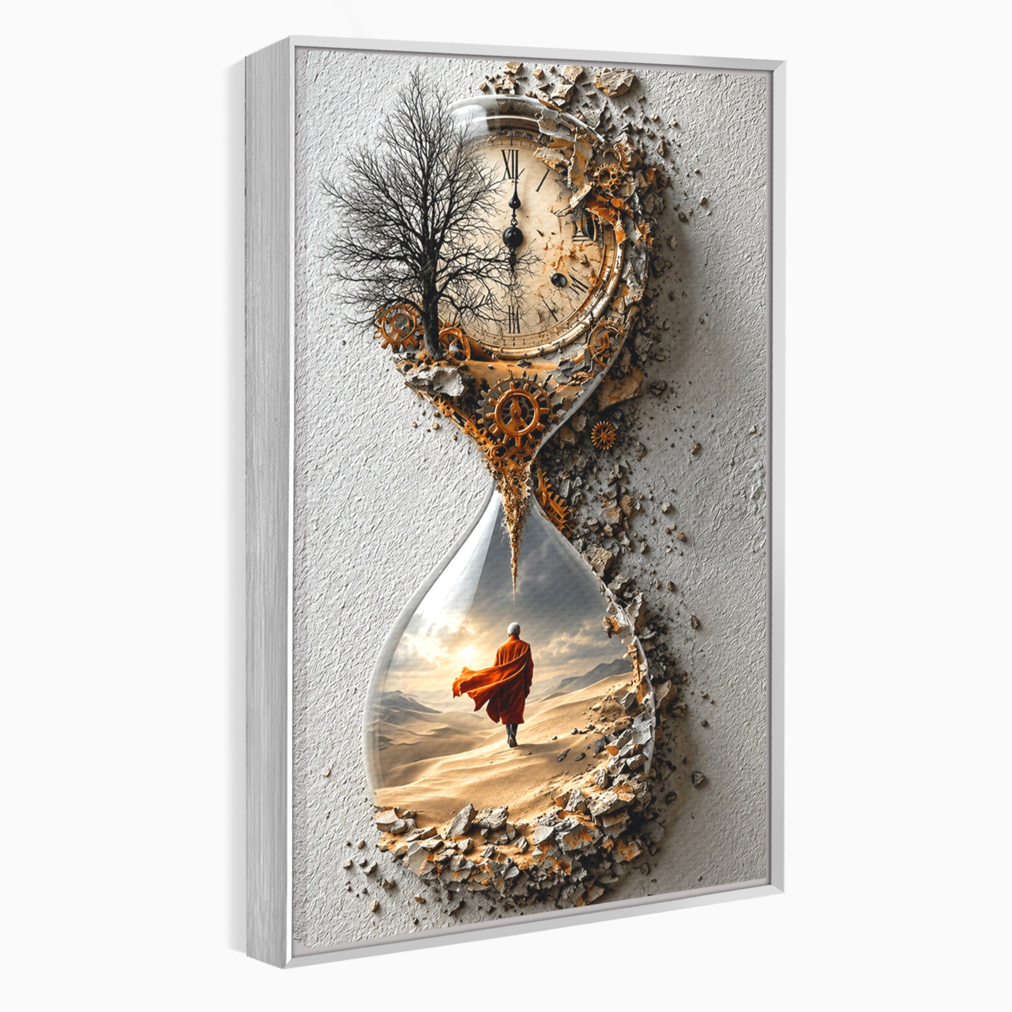 Tablou Canvas Premium LuxCanva® U1024, Calatoria Timpului,  Desert, Clepsidra, Timp, Living, Reflexie, Culori Vibrante