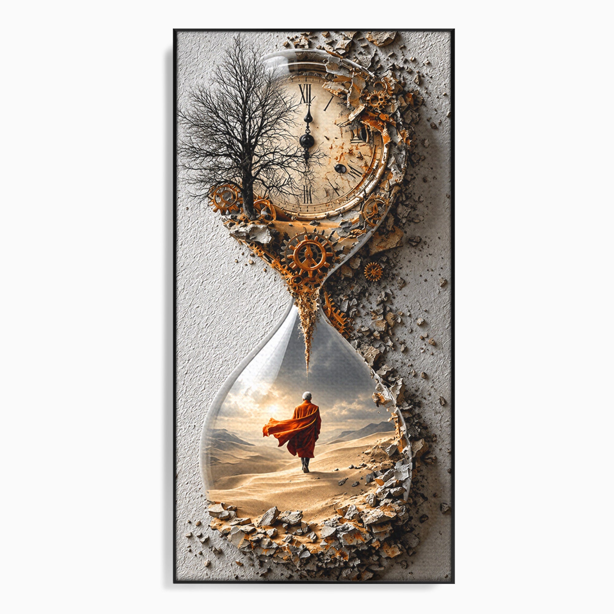 Tablou Canvas Premium LuxCanva® U1024, Calatoria Timpului,  Desert, Clepsidra, Timp, Living, Reflexie, Culori Vibrante