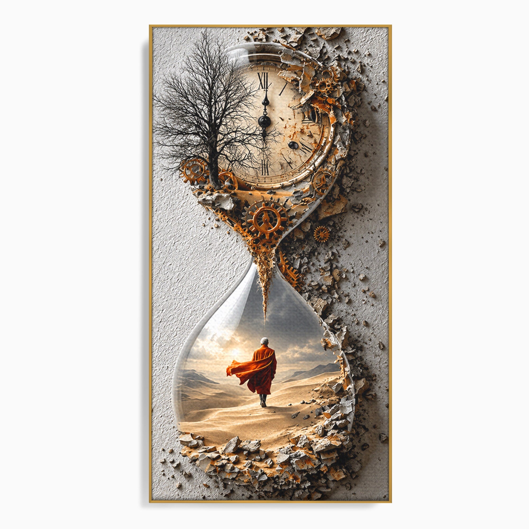 Tablou Canvas Premium LuxCanva® U1024, Calatoria Timpului,  Desert, Clepsidra, Timp, Living, Reflexie, Culori Vibrante