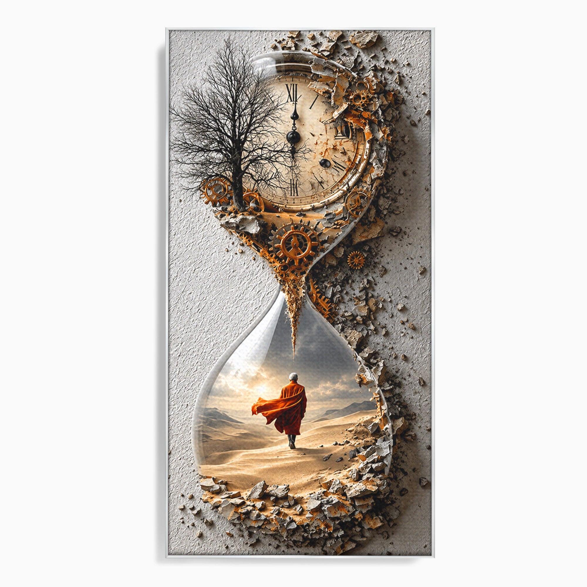 Tablou Canvas Premium LuxCanva® U1024, Calatoria Timpului,  Desert, Clepsidra, Timp, Living, Reflexie, Culori Vibrante
