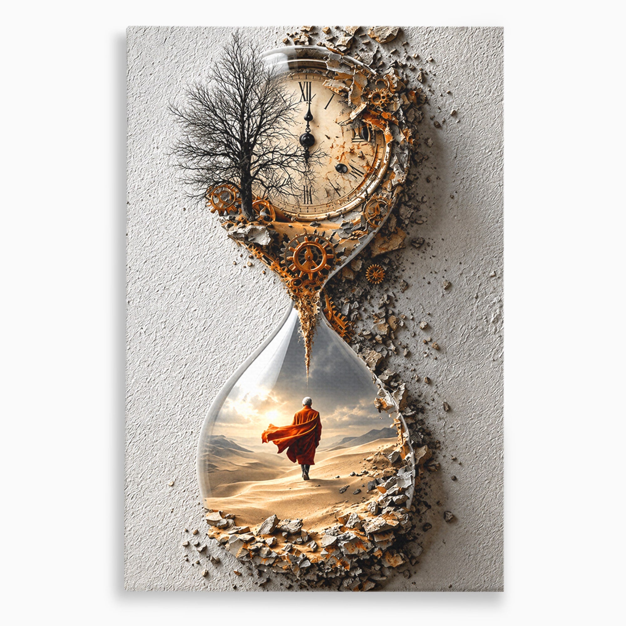 Tablou Canvas Premium LuxCanva® U1024, Calatoria Timpului,  Desert, Clepsidra, Timp, Living, Reflexie, Culori Vibrante