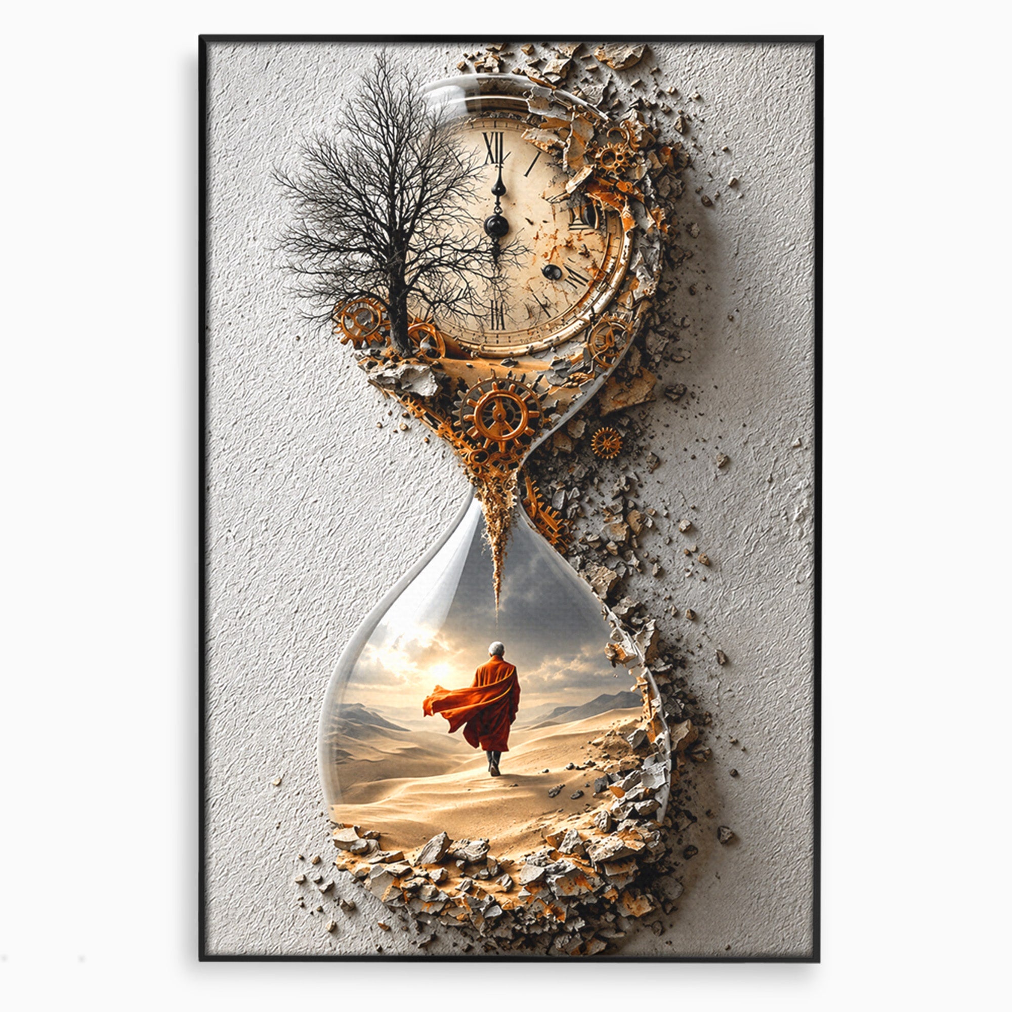 Tablou Canvas Premium LuxCanva® U1024, Calatoria Timpului,  Desert, Clepsidra, Timp, Living, Reflexie, Culori Vibrante