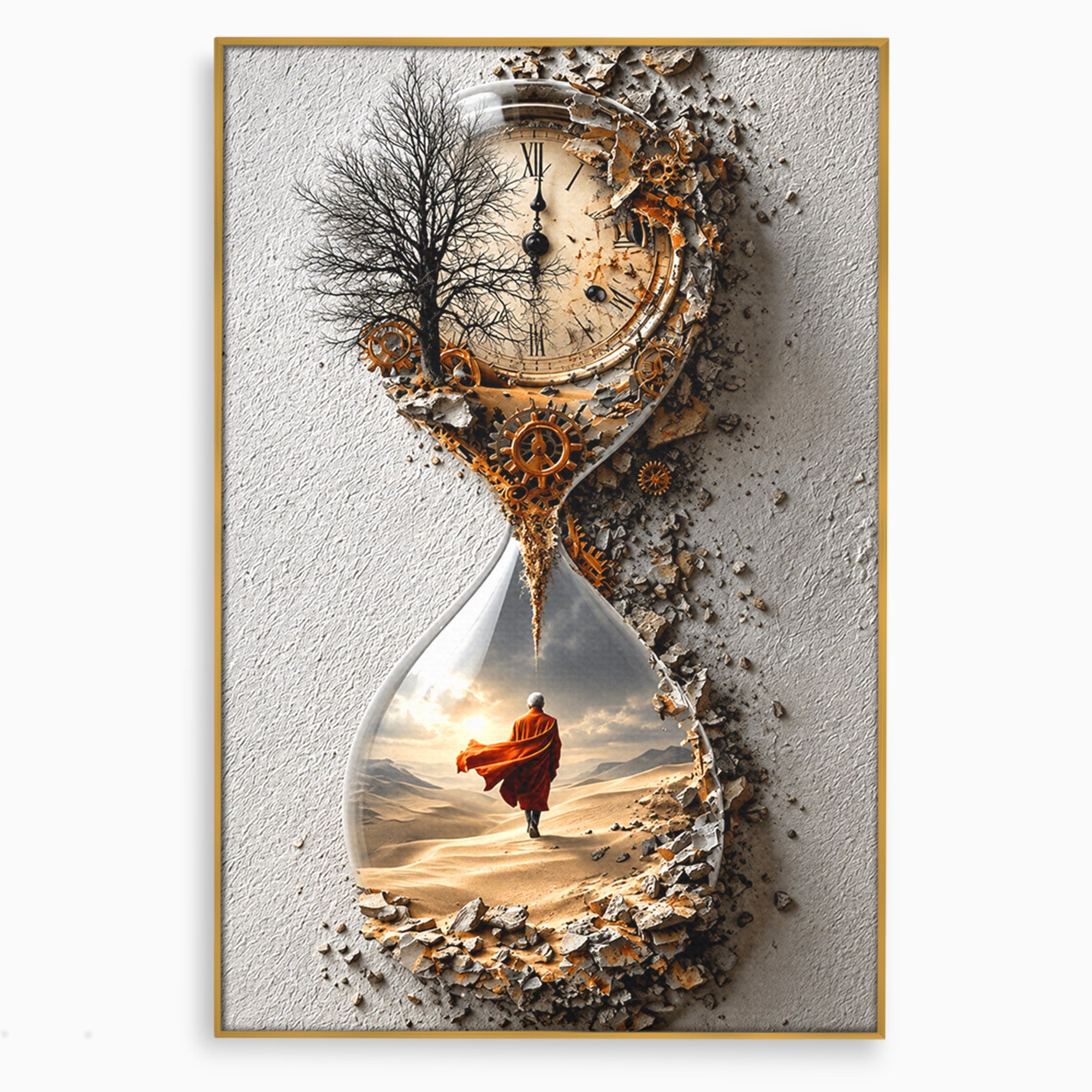 Tablou Canvas Premium LuxCanva® U1024, Calatoria Timpului,  Desert, Clepsidra, Timp, Living, Reflexie, Culori Vibrante