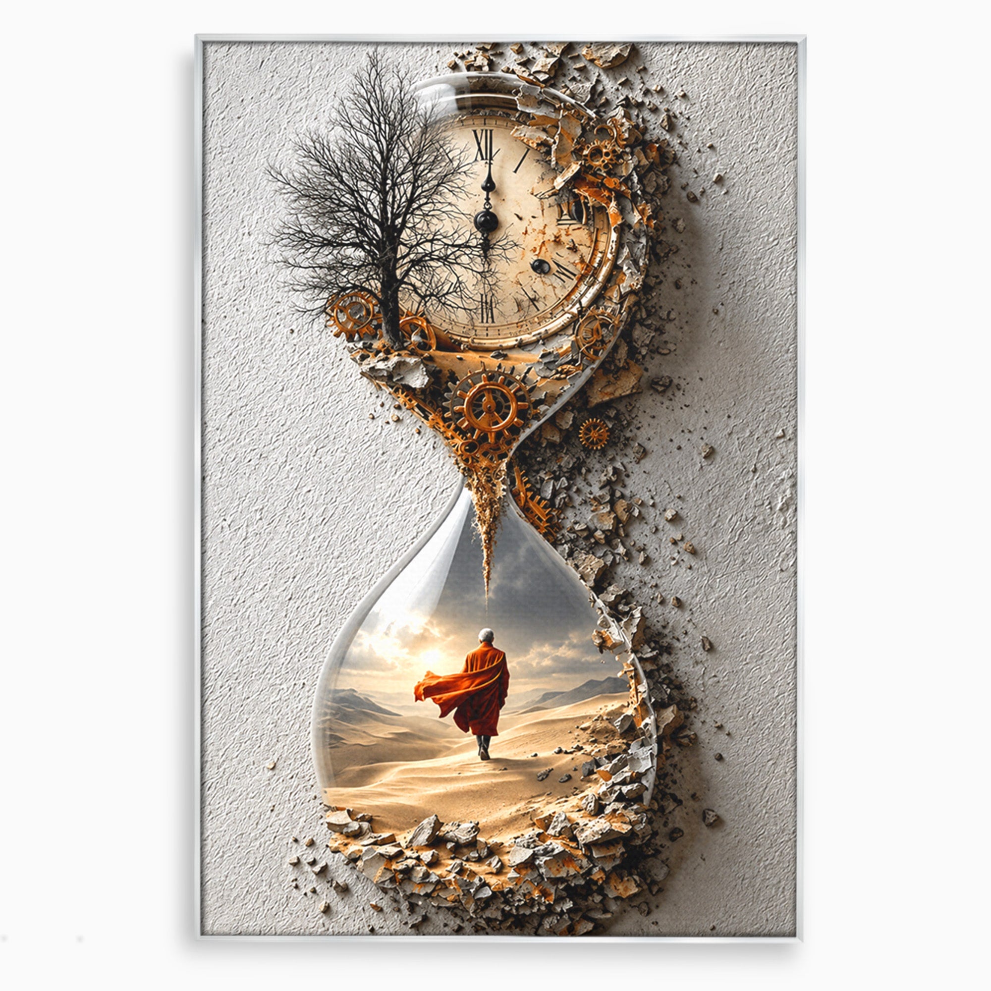 Tablou Canvas Premium LuxCanva® U1024, Calatoria Timpului,  Desert, Clepsidra, Timp, Living, Reflexie, Culori Vibrante