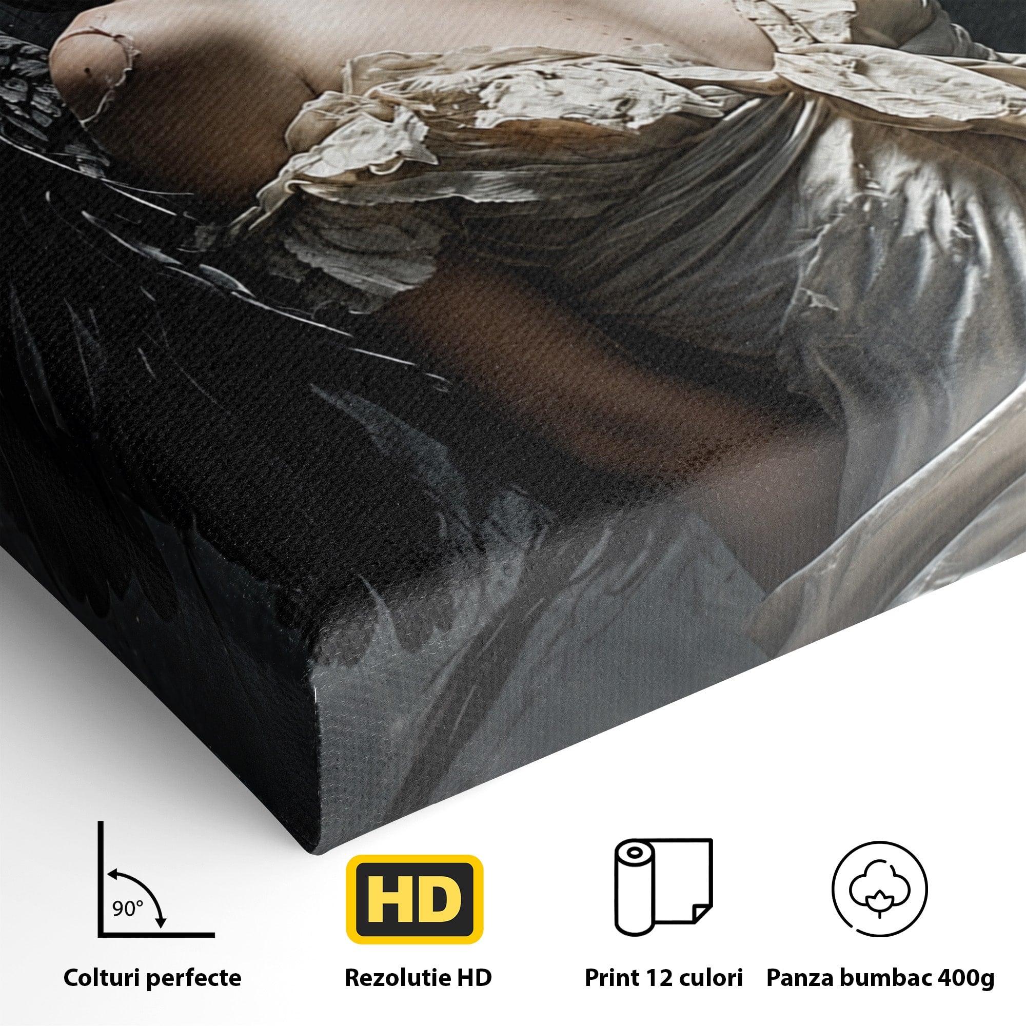 Tablou Canvas Premium LuxCanva® U1028, Ingerul Intunecat,  Aripi, Eleganta, Mister, Inger, Dormitor, Culori Vibrante