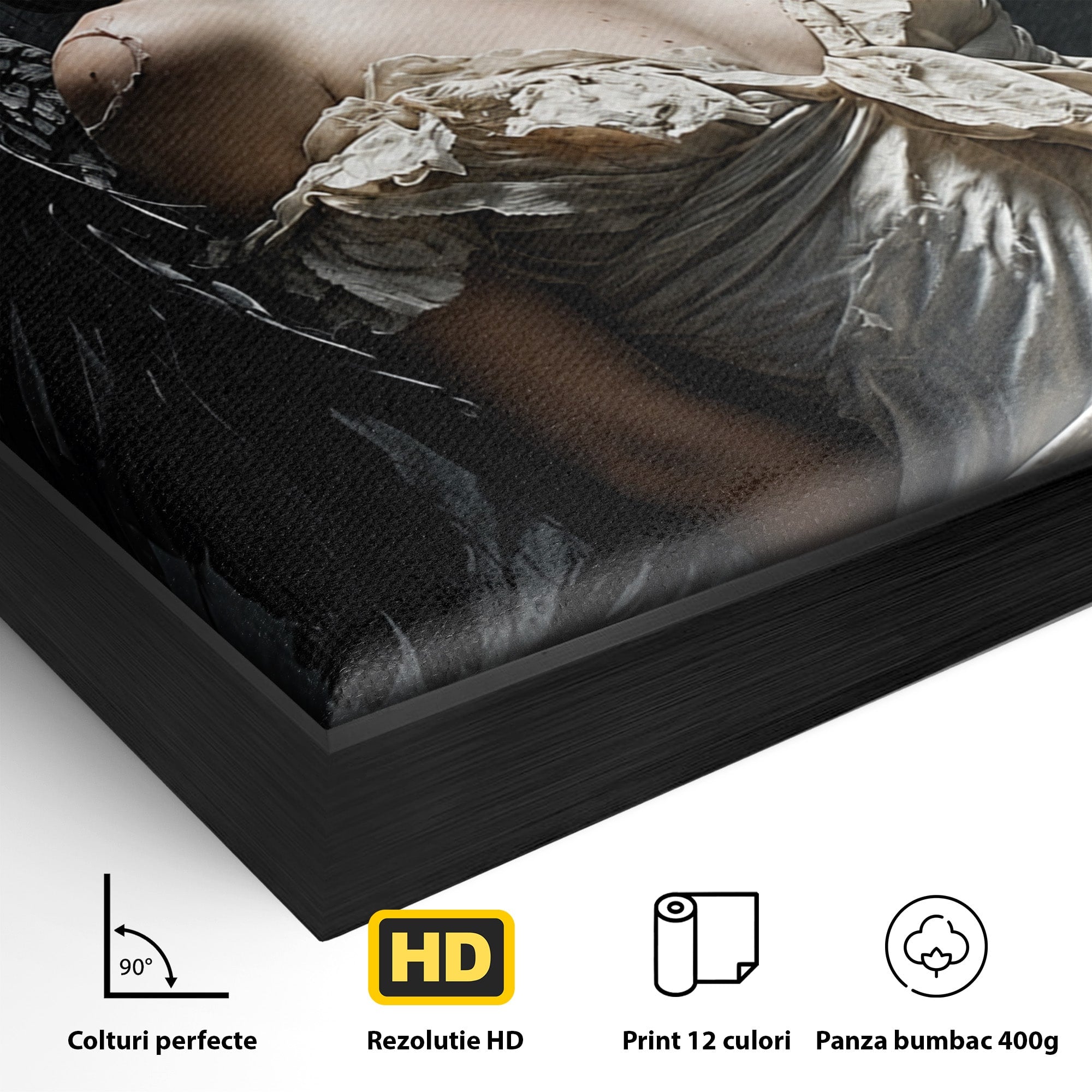 Tablou Canvas Premium LuxCanva® U1028, Ingerul Intunecat,  Aripi, Eleganta, Mister, Inger, Dormitor, Culori Vibrante