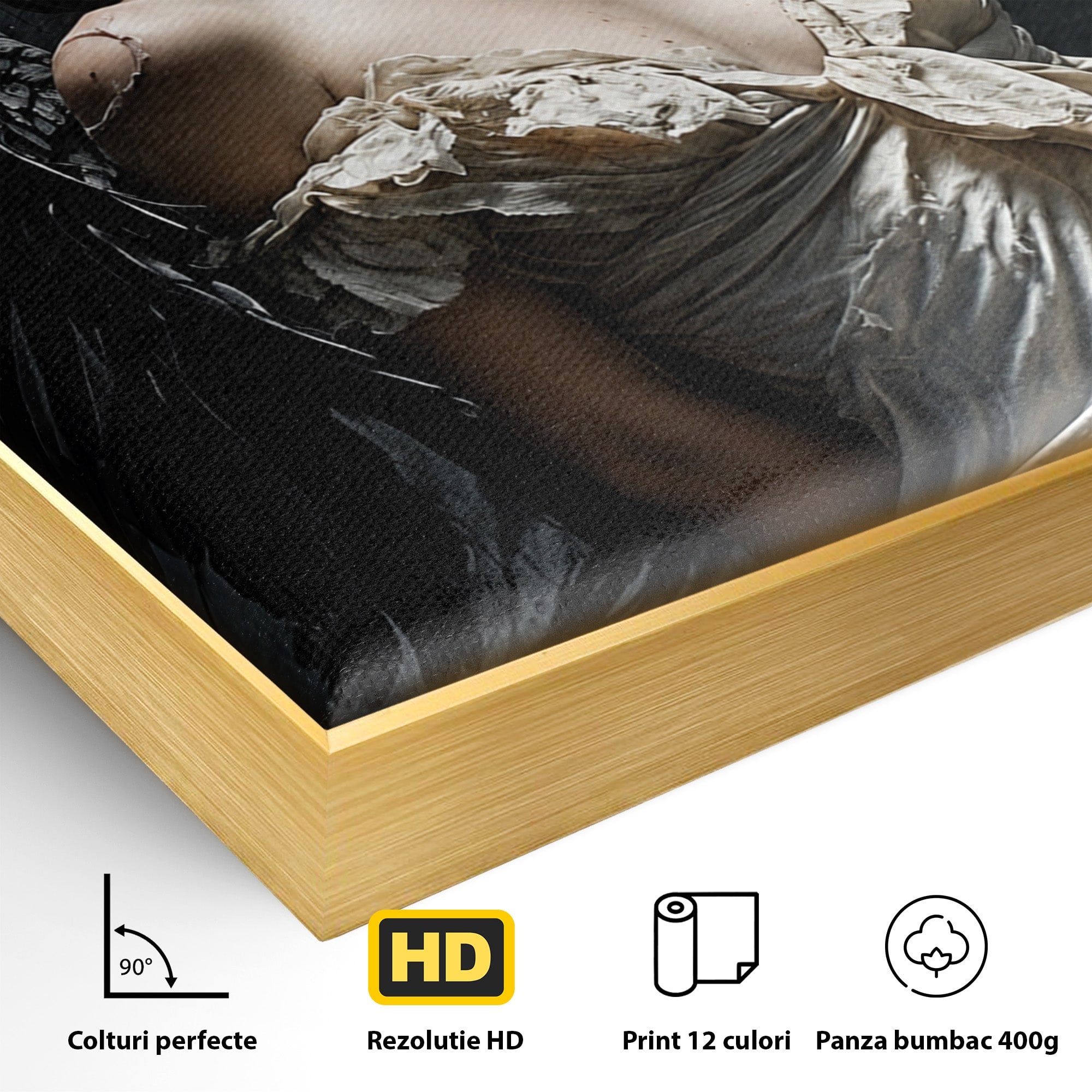 Tablou Canvas Premium LuxCanva® U1028, Ingerul Intunecat,  Aripi, Eleganta, Mister, Inger, Dormitor, Culori Vibrante
