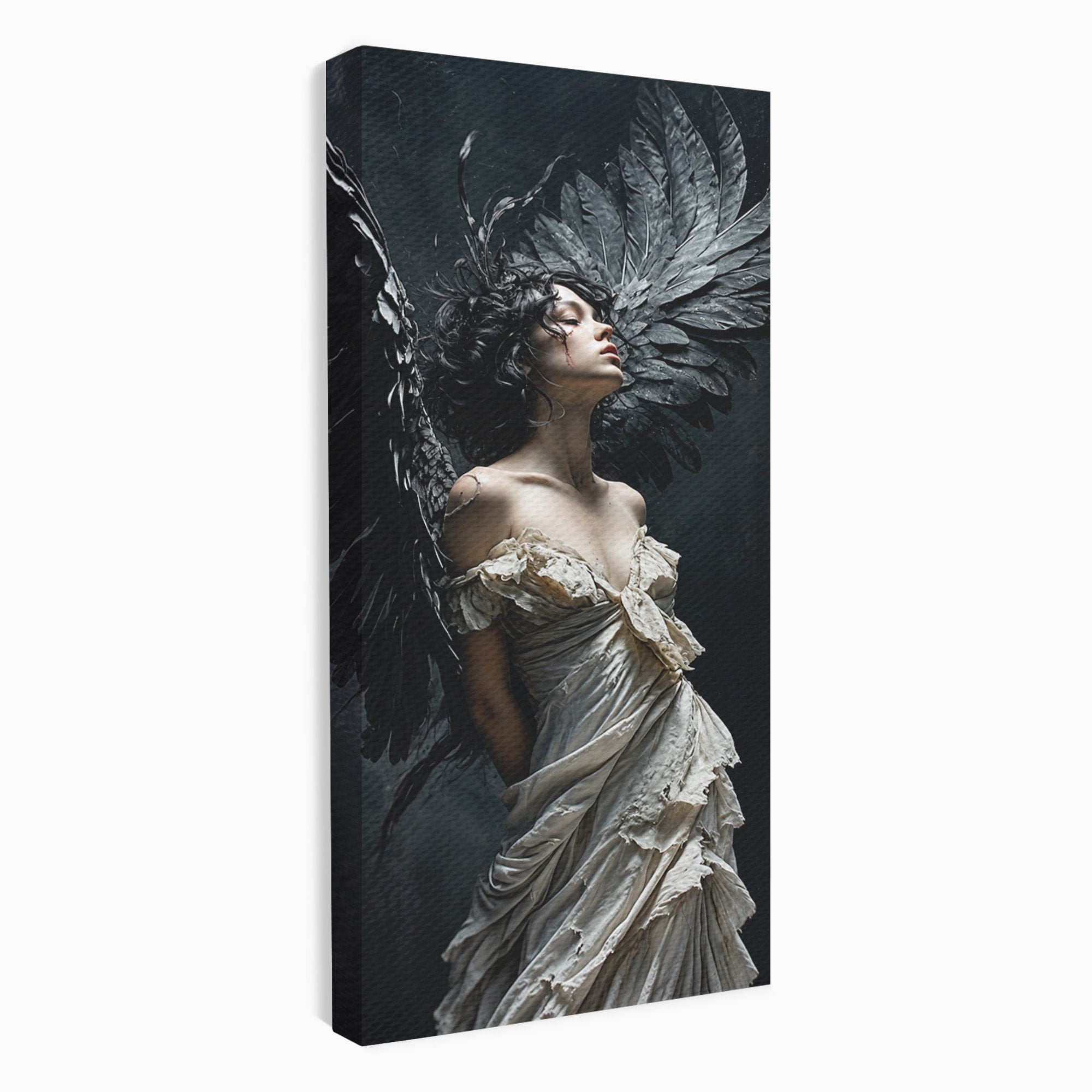 Tablou Canvas Premium LuxCanva® U1028, Ingerul Intunecat,  Aripi, Eleganta, Mister, Inger, Dormitor, Culori Vibrante
