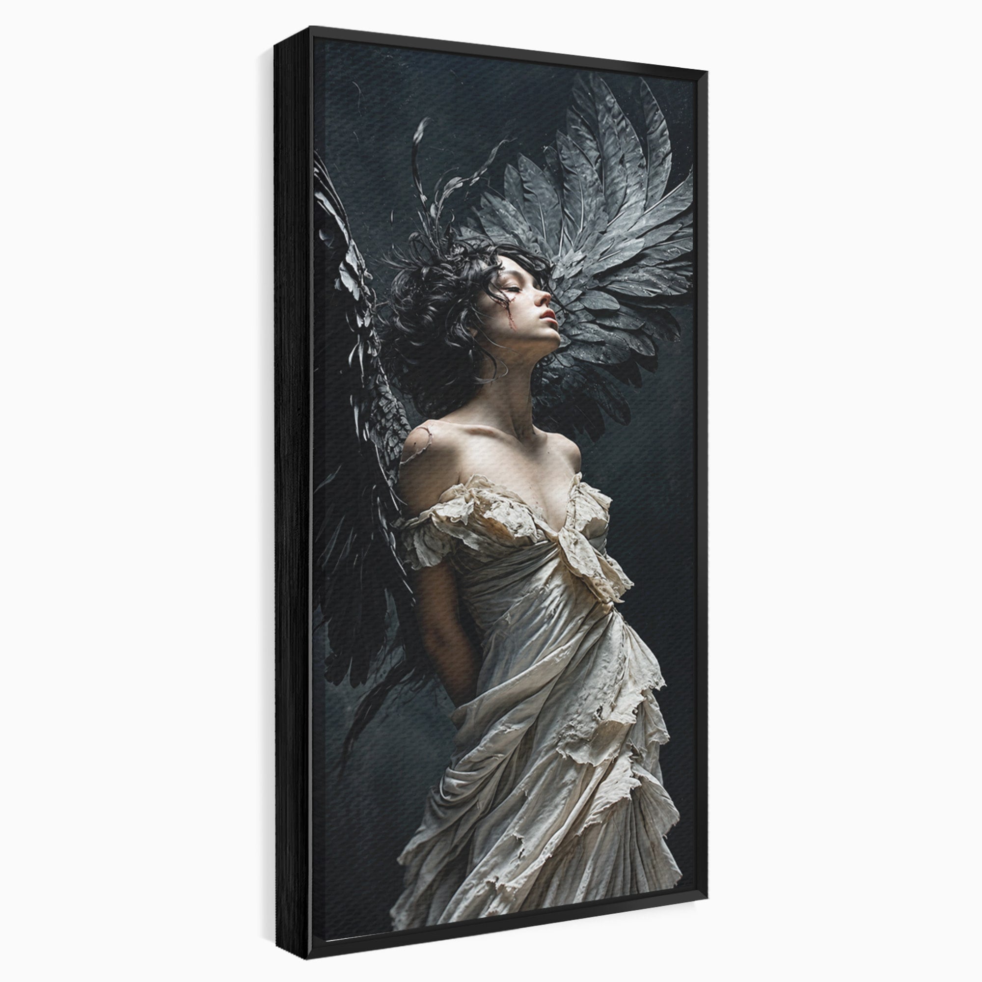 Tablou Canvas Premium LuxCanva® U1028, Ingerul Intunecat,  Aripi, Eleganta, Mister, Inger, Dormitor, Culori Vibrante