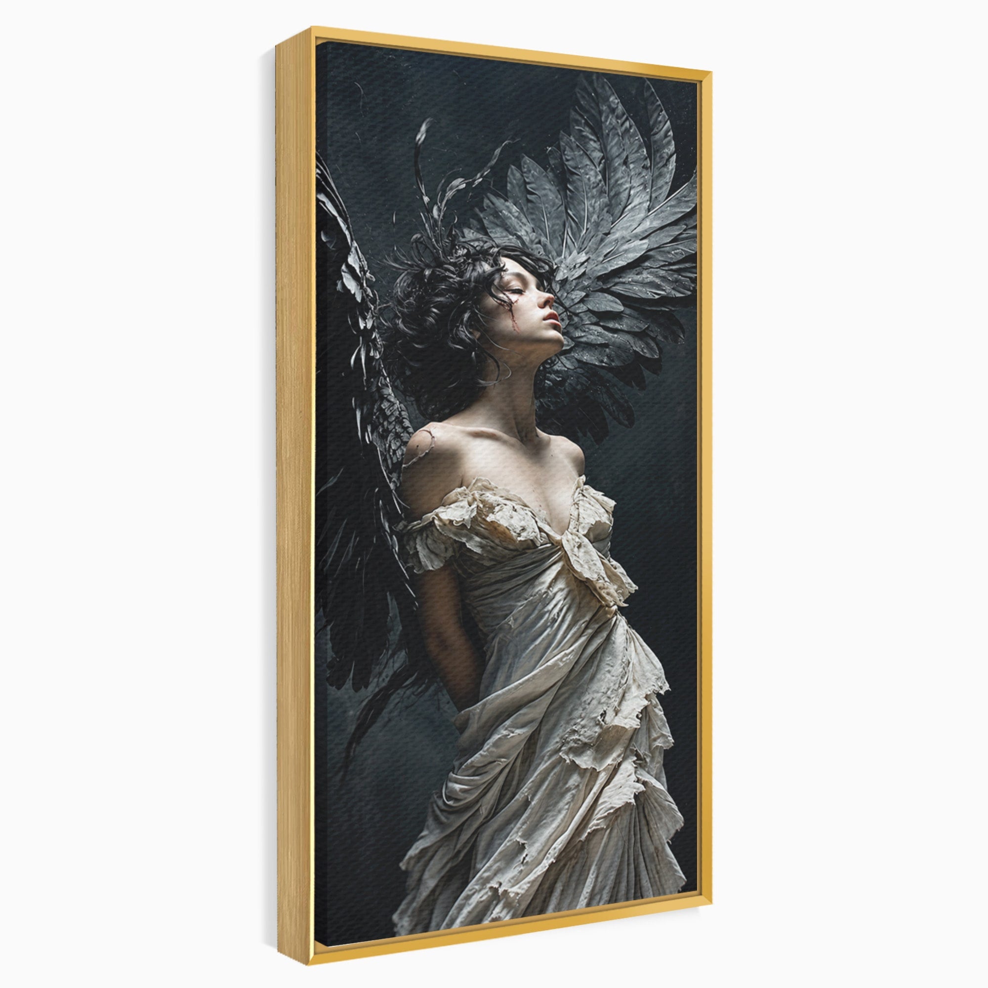Tablou Canvas Premium LuxCanva® U1028, Ingerul Intunecat,  Aripi, Eleganta, Mister, Inger, Dormitor, Culori Vibrante