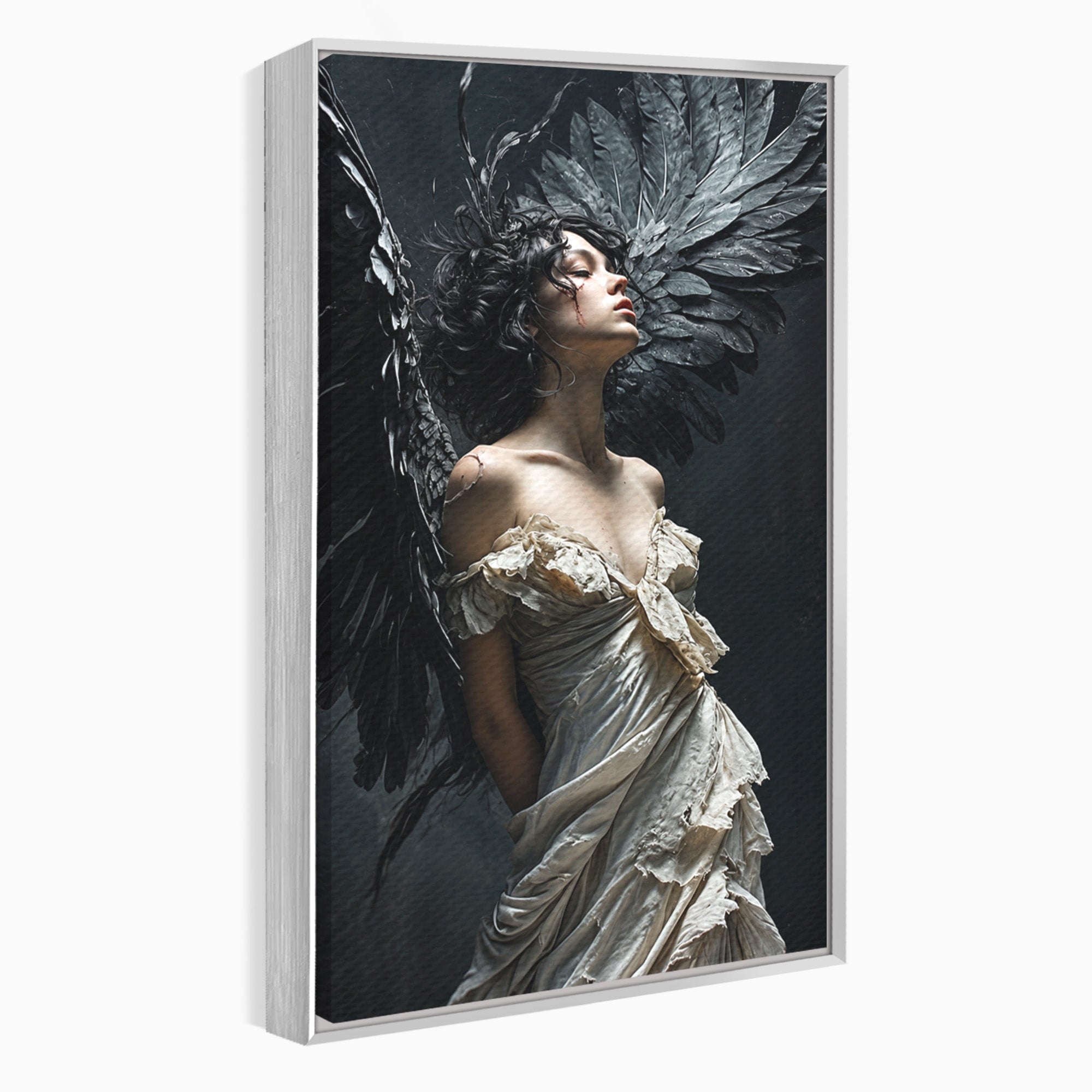 Tablou Canvas Premium LuxCanva® U1028, Ingerul Intunecat,  Aripi, Eleganta, Mister, Inger, Dormitor, Culori Vibrante