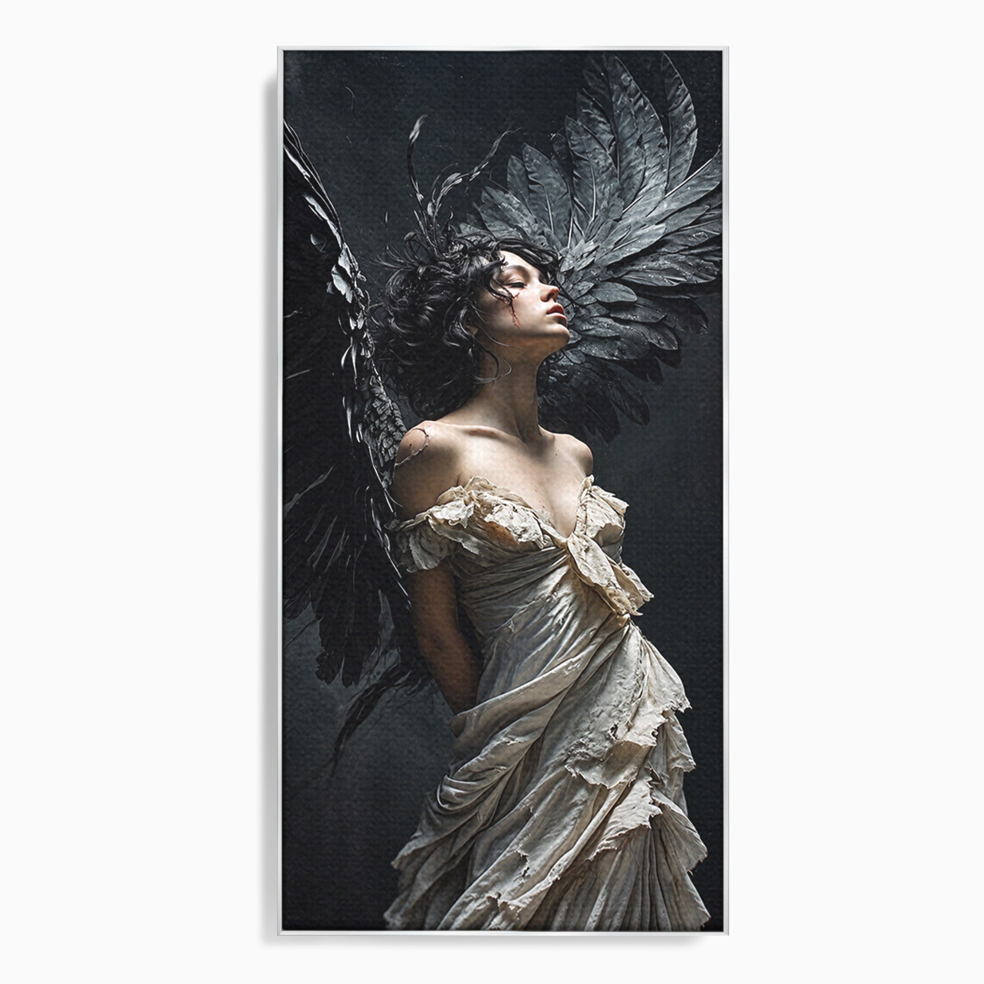Tablou Canvas Premium LuxCanva® U1028, Ingerul Intunecat,  Aripi, Eleganta, Mister, Inger, Dormitor, Culori Vibrante