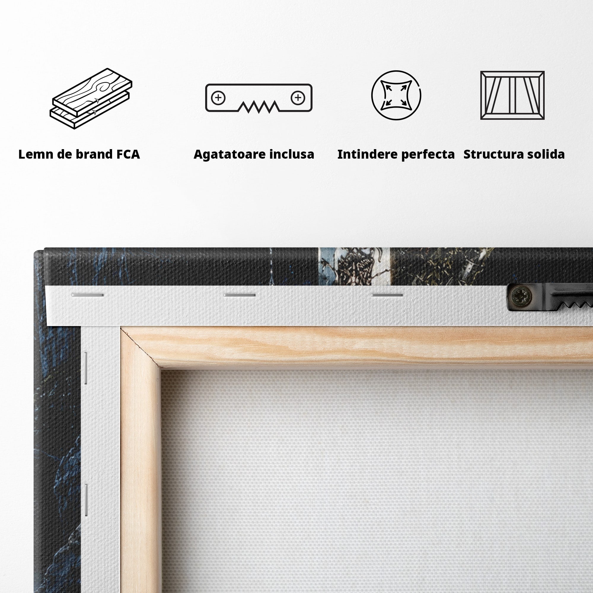Tablou Canvas Premium LuxCanva® U1029, Mana Cu Sabie Magica, Noapte, Mister, Sabie,  Living, Culori Vibrante