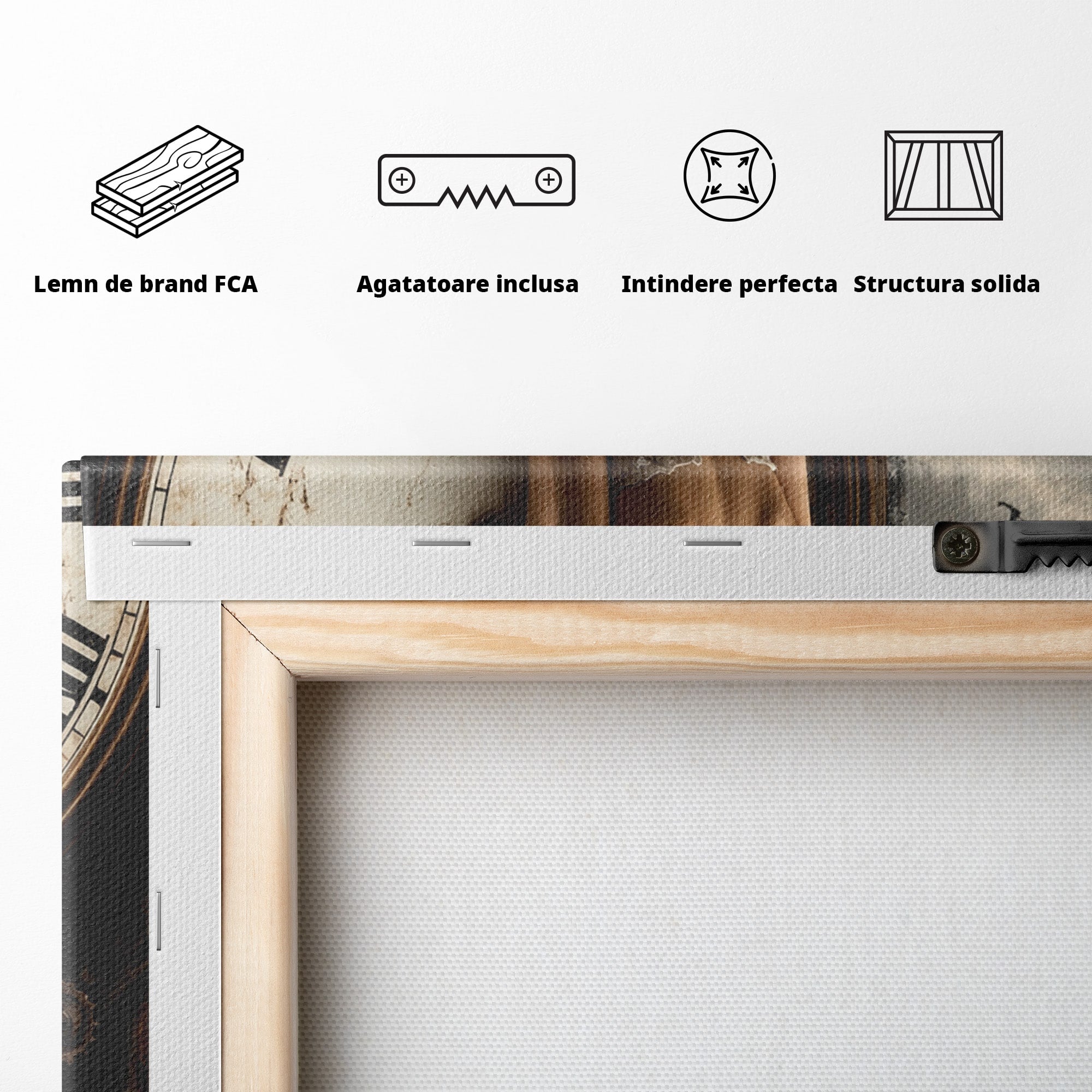 Tablou Canvas Premium LuxCanva® U1030, Femeie Si Ceasul Timpului,  Eleganta, Ceas, Nostalgie, Living, Dormitor, Culori Vibrante