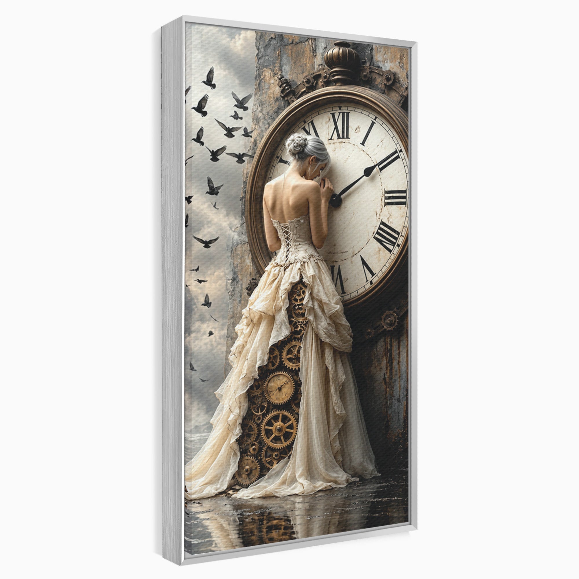 Tablou Canvas Premium LuxCanva® U1030, Femeie Si Ceasul Timpului,  Eleganta, Ceas, Nostalgie, Living, Dormitor, Culori Vibrante
