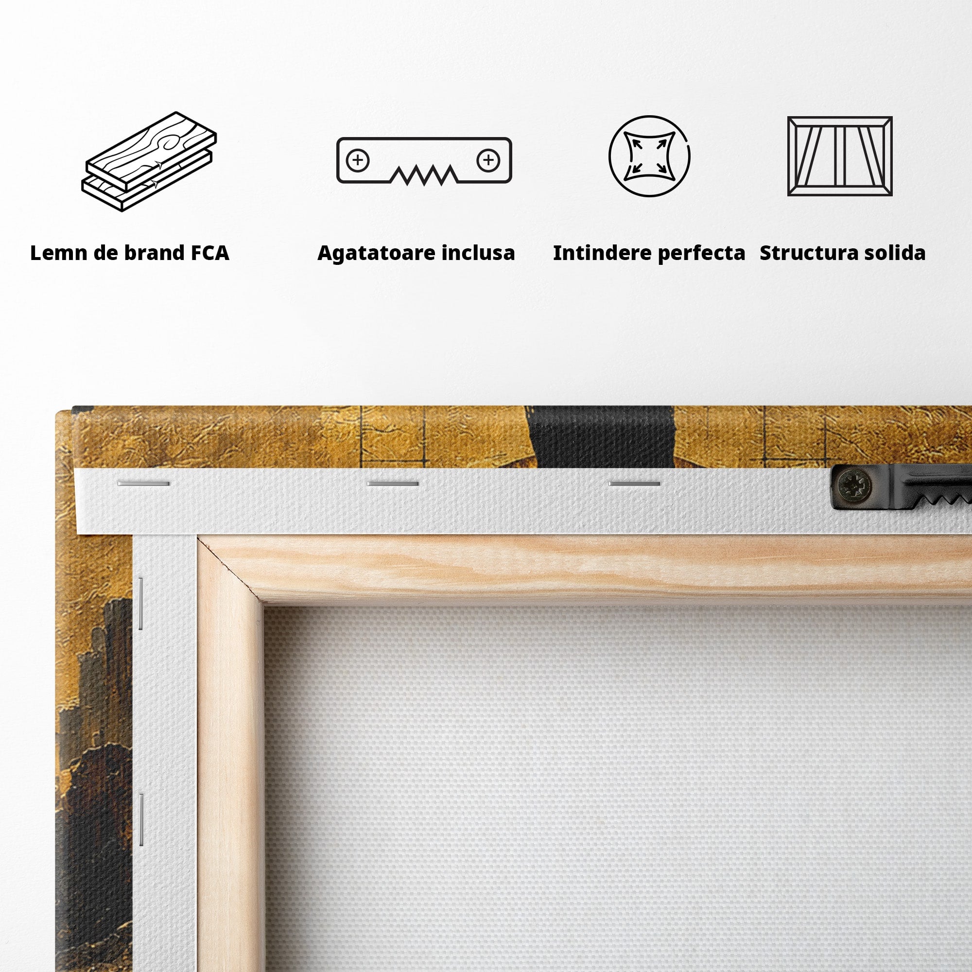 Tablou Canvas Premium LuxCanva® U1032, Silueta Mistica, Apus, Mistic, Cascada, Silueta, Living, Culori Vibrante