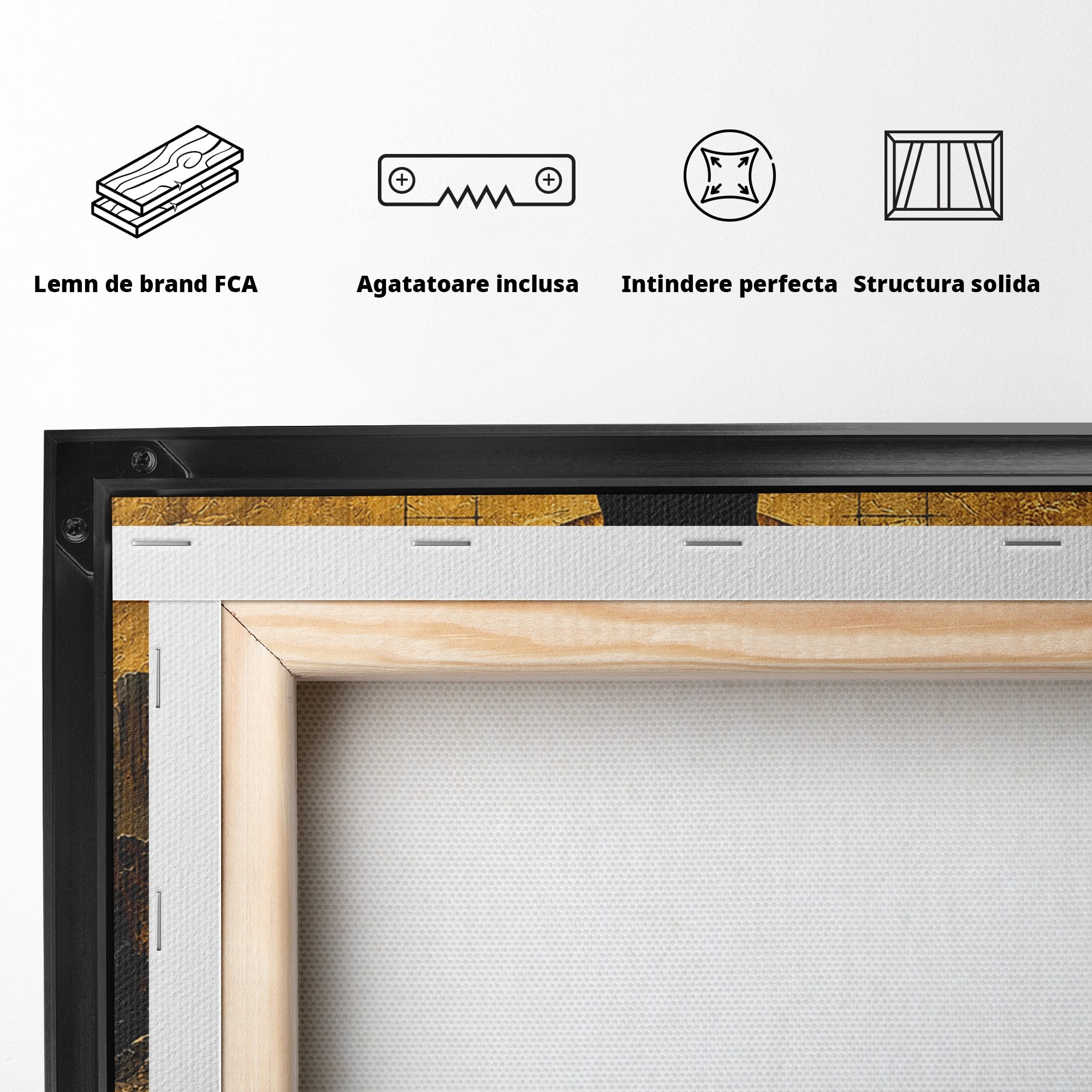 Tablou Canvas Premium LuxCanva® U1032, Silueta Mistica, Apus, Mistic, Cascada, Silueta, Living, Culori Vibrante