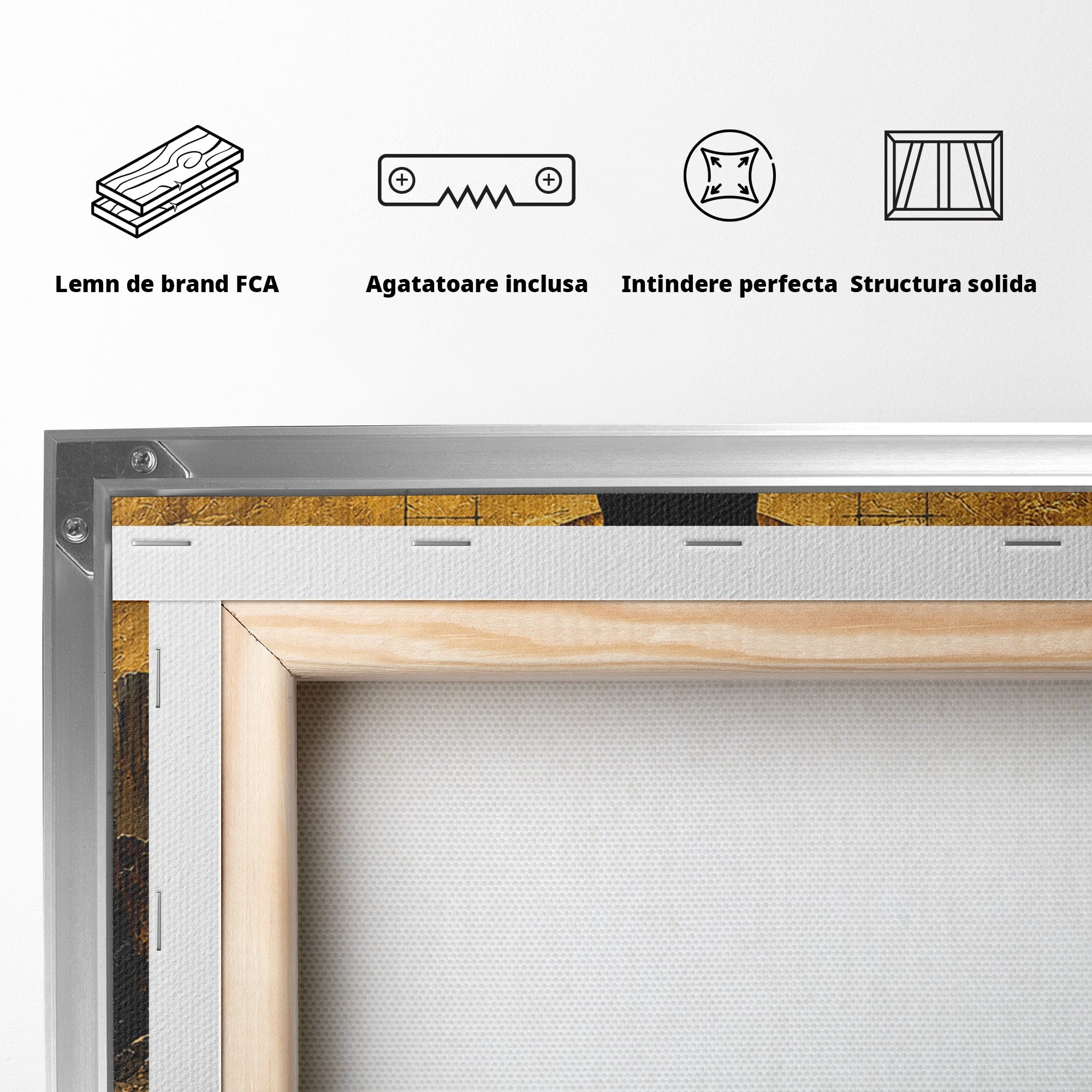 Tablou Canvas Premium LuxCanva® U1032, Silueta Mistica, Apus, Mistic, Cascada, Silueta, Living, Culori Vibrante