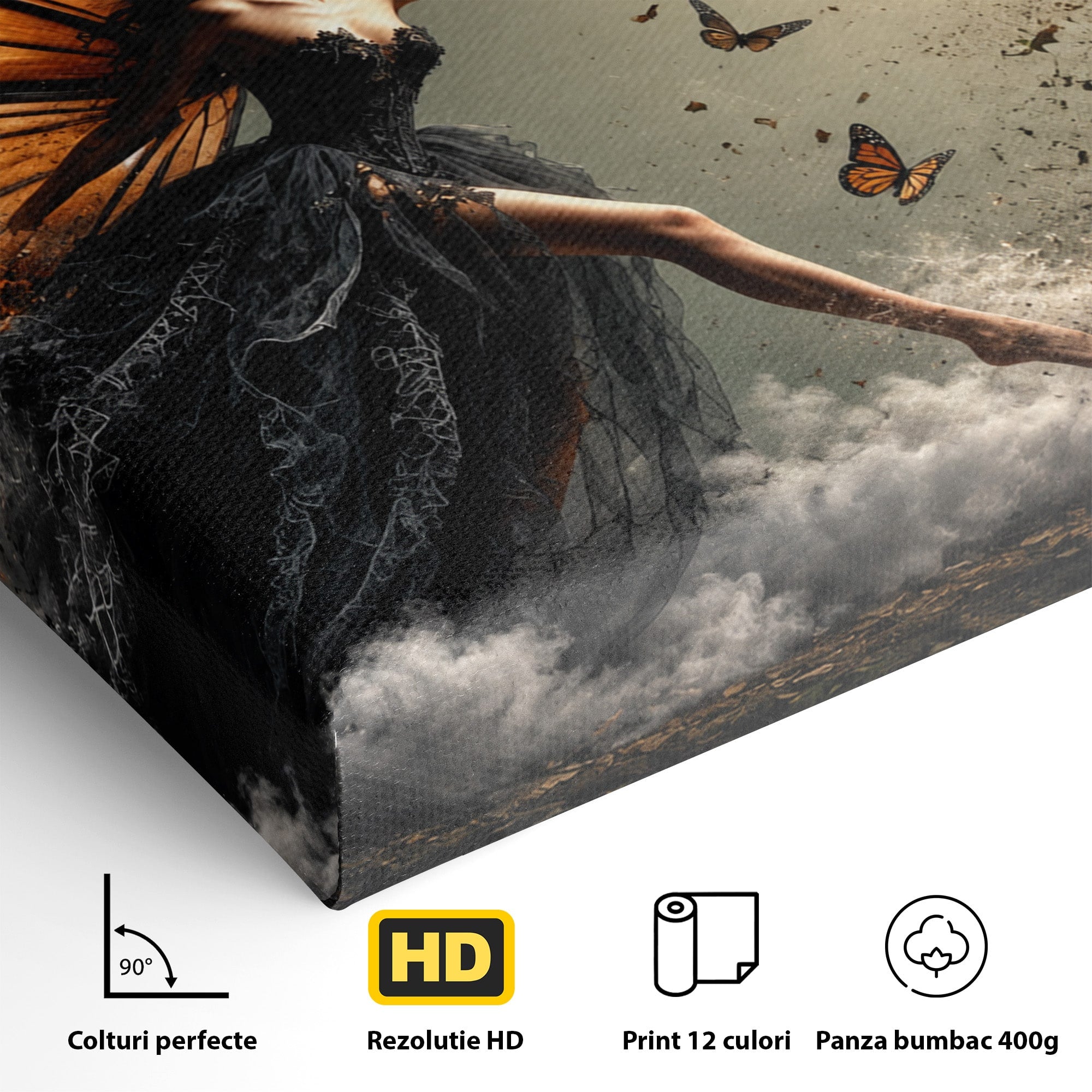Tablou Canvas Premium LuxCanva® U1033, Dansul Fluturilor, Fantezie, Transformare, Natura, Mister, Fluturi, Living, Dormitor, Culori Vibrante
