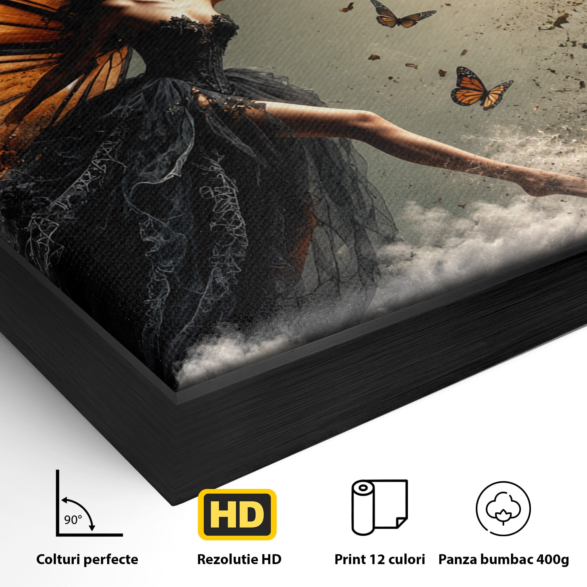 Tablou Canvas Premium LuxCanva® U1033, Dansul Fluturilor, Fantezie, Transformare, Natura, Mister, Fluturi, Living, Dormitor, Culori Vibrante