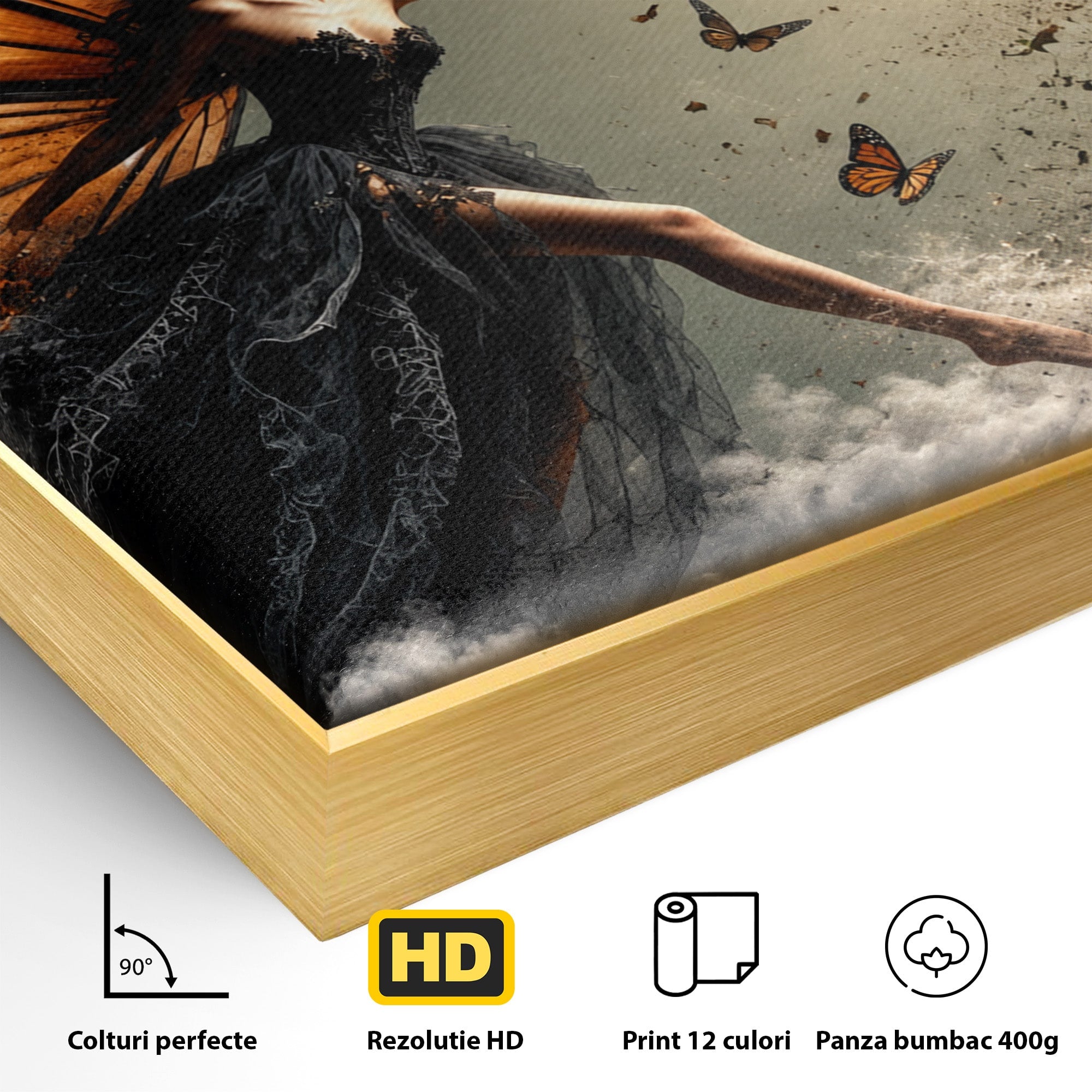 Tablou Canvas Premium LuxCanva® U1033, Dansul Fluturilor, Fantezie, Transformare, Natura, Mister, Fluturi, Living, Dormitor, Culori Vibrante