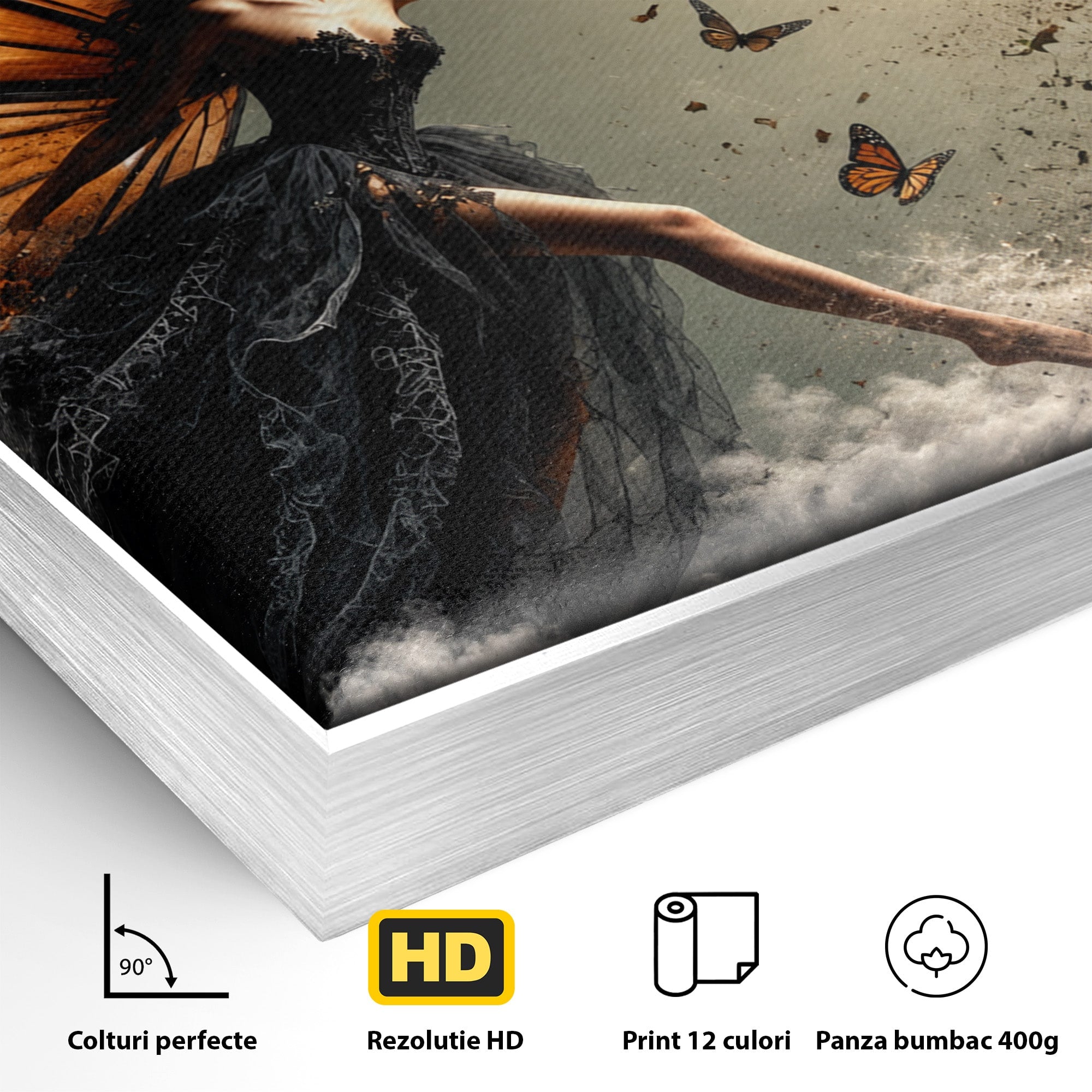 Tablou Canvas Premium LuxCanva® U1033, Dansul Fluturilor, Fantezie, Transformare, Natura, Mister, Fluturi, Living, Dormitor, Culori Vibrante