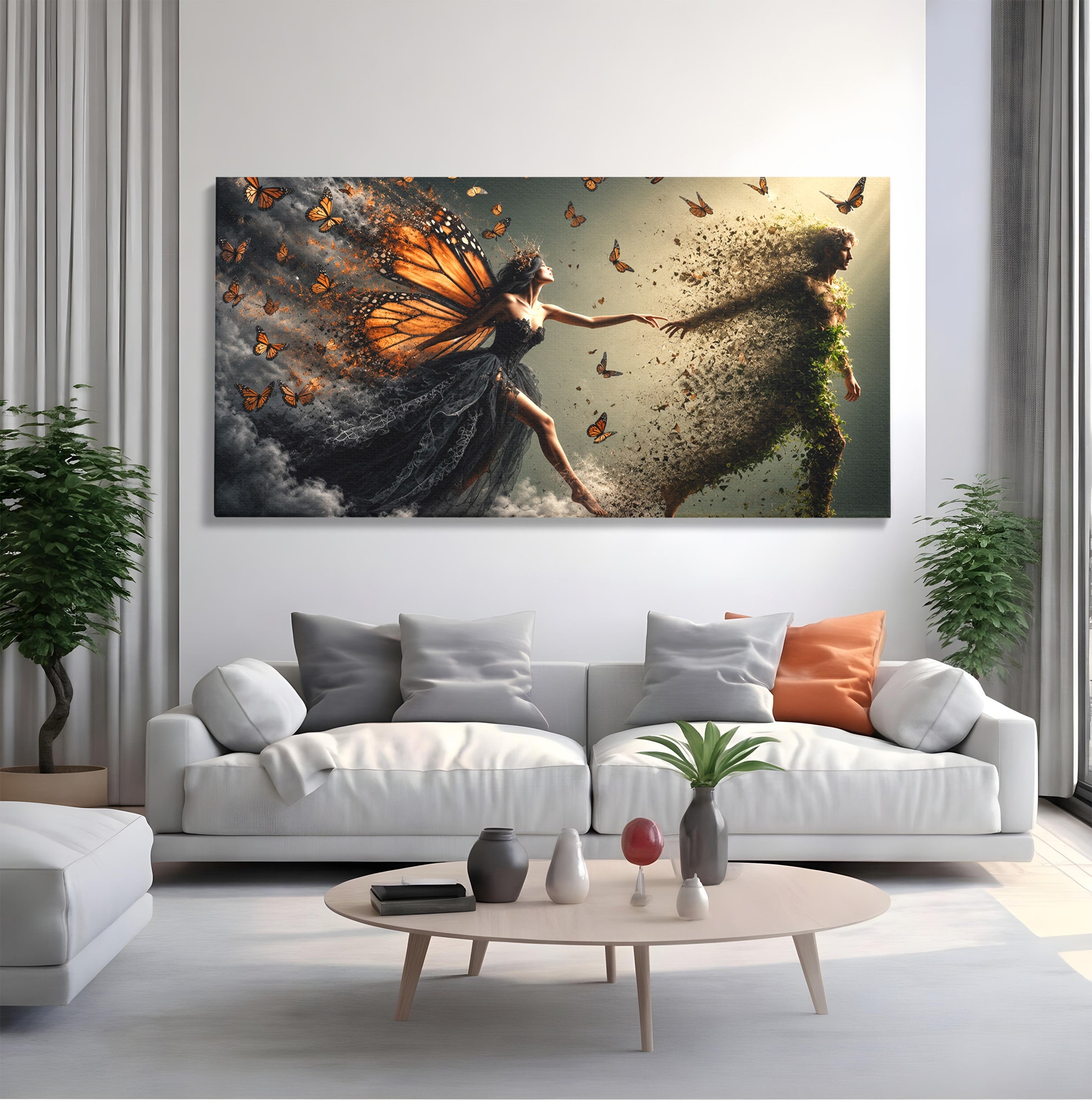 Tablou Canvas Premium LuxCanva® U1033, Dansul Fluturilor, Fantezie, Transformare, Natura, Mister, Fluturi, Living, Dormitor, Culori Vibrante