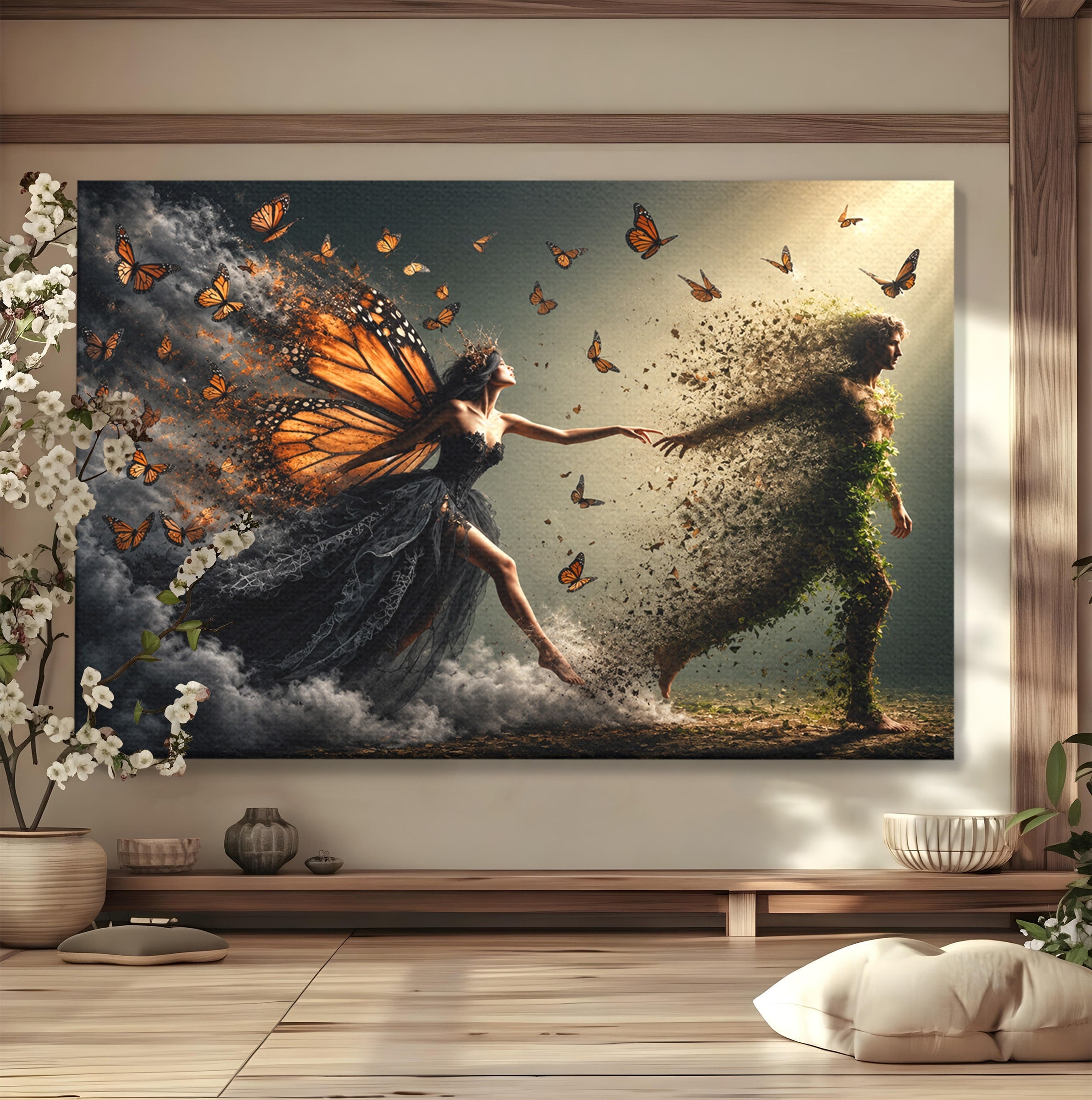 Tablou Canvas Premium LuxCanva® U1033, Dansul Fluturilor, Fantezie, Transformare, Natura, Mister, Fluturi, Living, Dormitor, Culori Vibrante