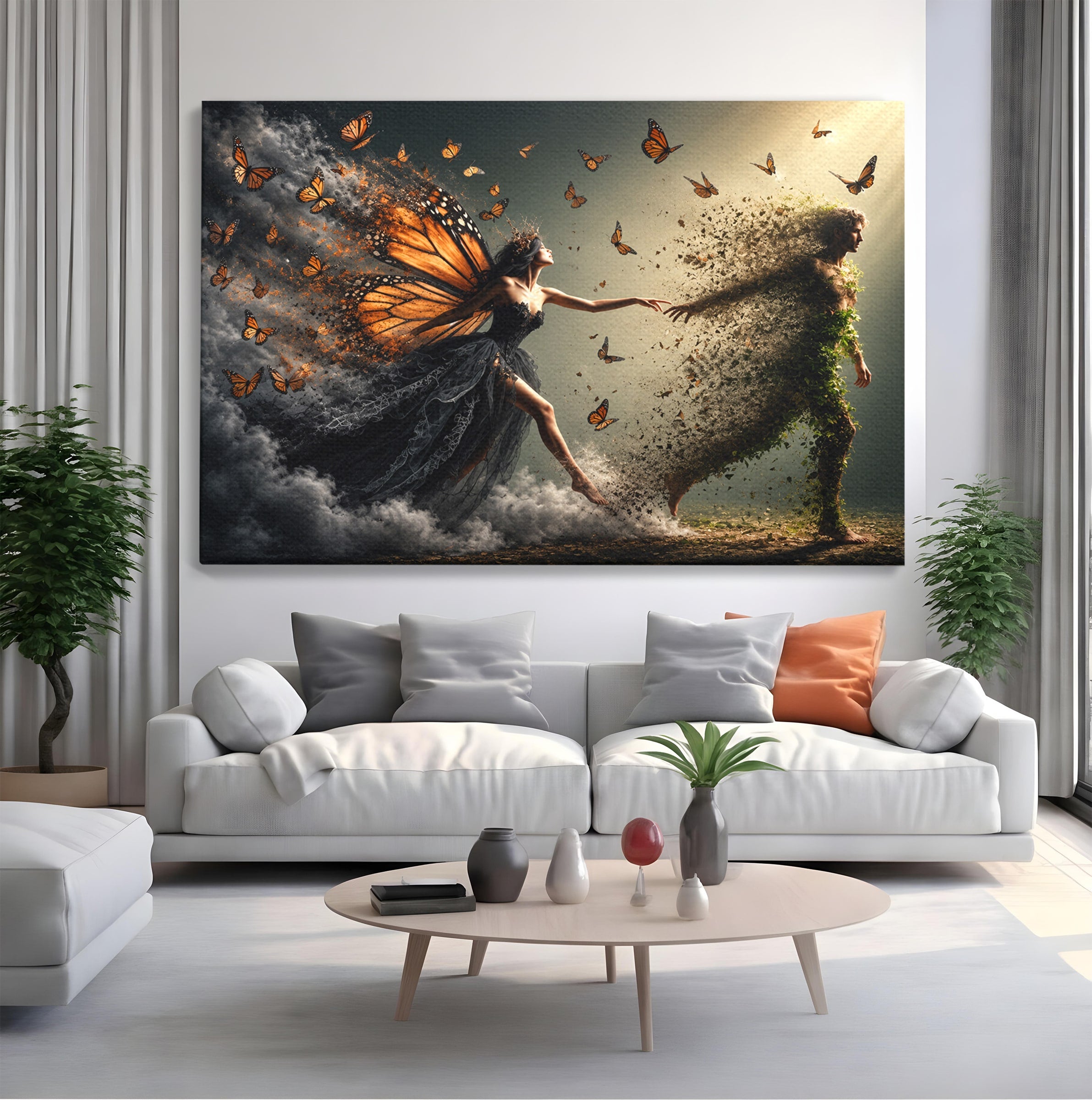 Tablou Canvas Premium LuxCanva® U1033, Dansul Fluturilor, Fantezie, Transformare, Natura, Mister, Fluturi, Living, Dormitor, Culori Vibrante
