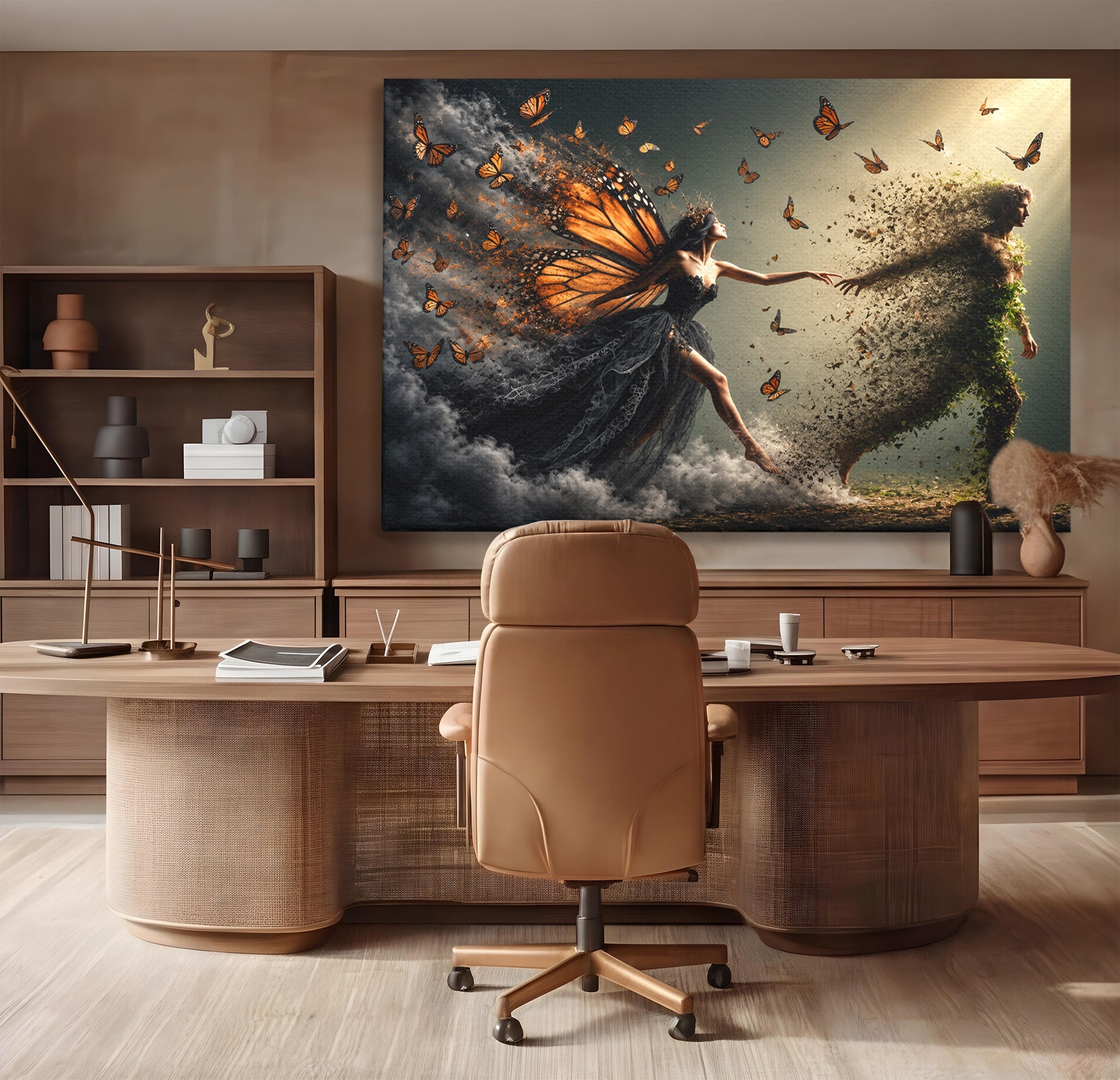 Tablou Canvas Premium LuxCanva® U1033, Dansul Fluturilor, Fantezie, Transformare, Natura, Mister, Fluturi, Living, Dormitor, Culori Vibrante