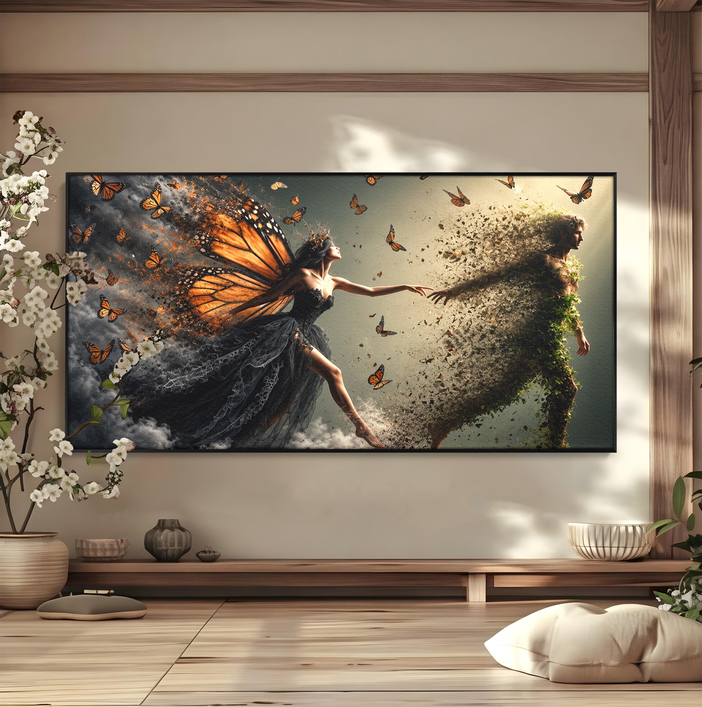 Tablou Canvas Premium LuxCanva® U1033, Dansul Fluturilor, Fantezie, Transformare, Natura, Mister, Fluturi, Living, Dormitor, Culori Vibrante