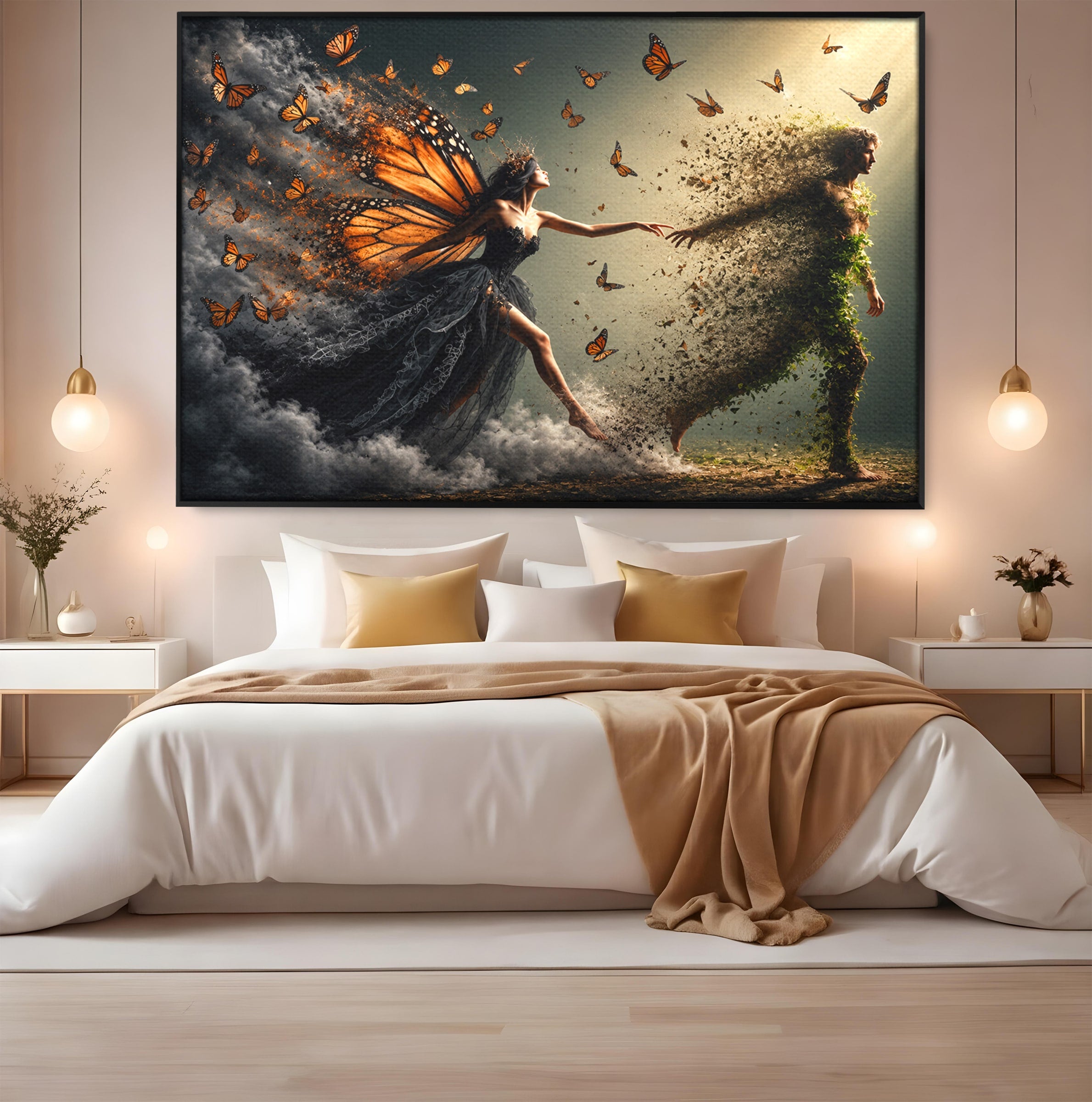 Tablou Canvas Premium LuxCanva® U1033, Dansul Fluturilor, Fantezie, Transformare, Natura, Mister, Fluturi, Living, Dormitor, Culori Vibrante