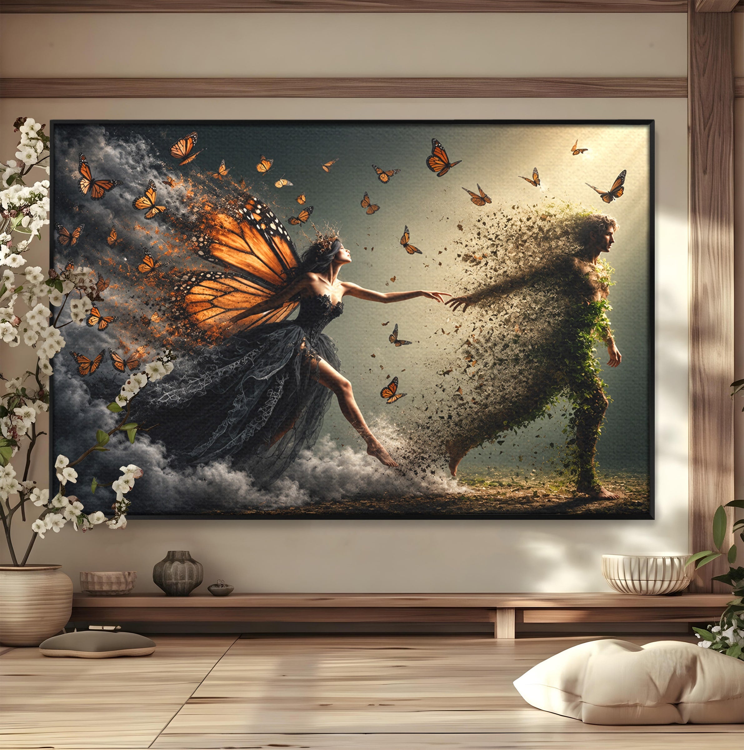 Tablou Canvas Premium LuxCanva® U1033, Dansul Fluturilor, Fantezie, Transformare, Natura, Mister, Fluturi, Living, Dormitor, Culori Vibrante