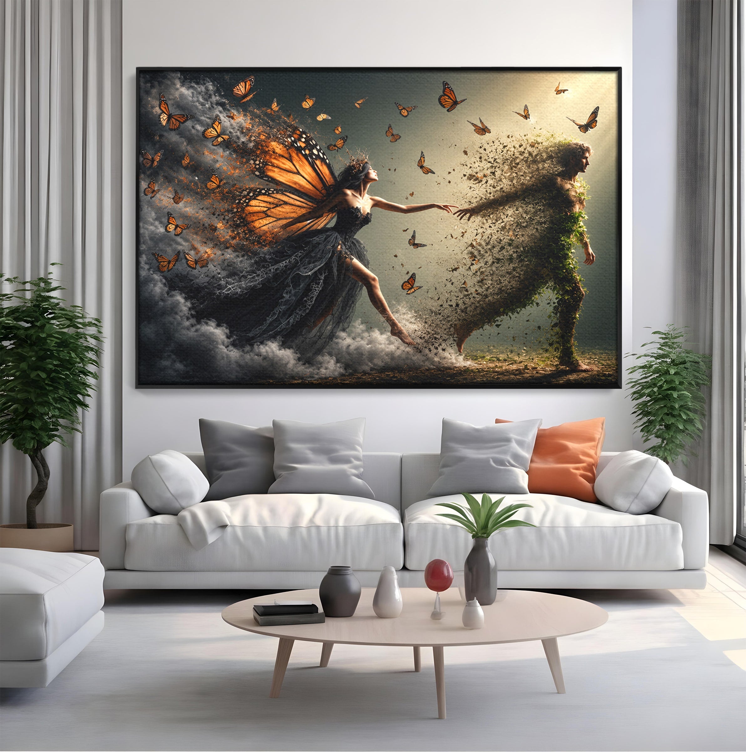 Tablou Canvas Premium LuxCanva® U1033, Dansul Fluturilor, Fantezie, Transformare, Natura, Mister, Fluturi, Living, Dormitor, Culori Vibrante