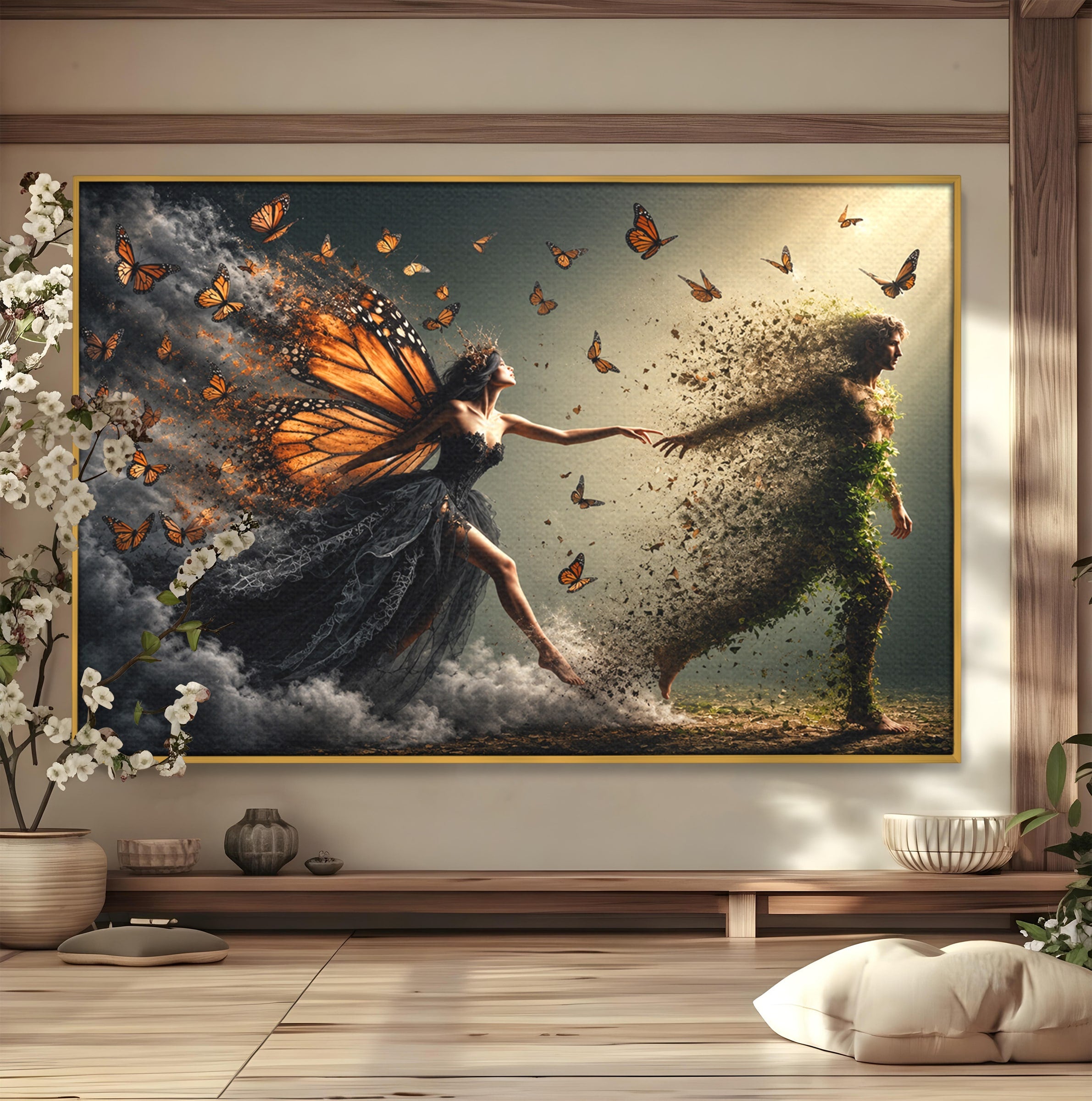 Tablou Canvas Premium LuxCanva® U1033, Dansul Fluturilor, Fantezie, Transformare, Natura, Mister, Fluturi, Living, Dormitor, Culori Vibrante