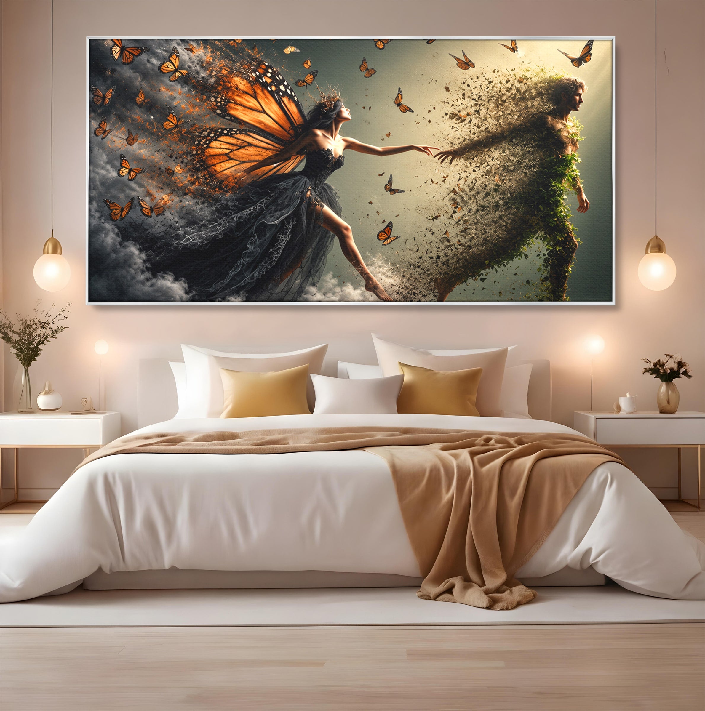 Tablou Canvas Premium LuxCanva® U1033, Dansul Fluturilor, Fantezie, Transformare, Natura, Mister, Fluturi, Living, Dormitor, Culori Vibrante