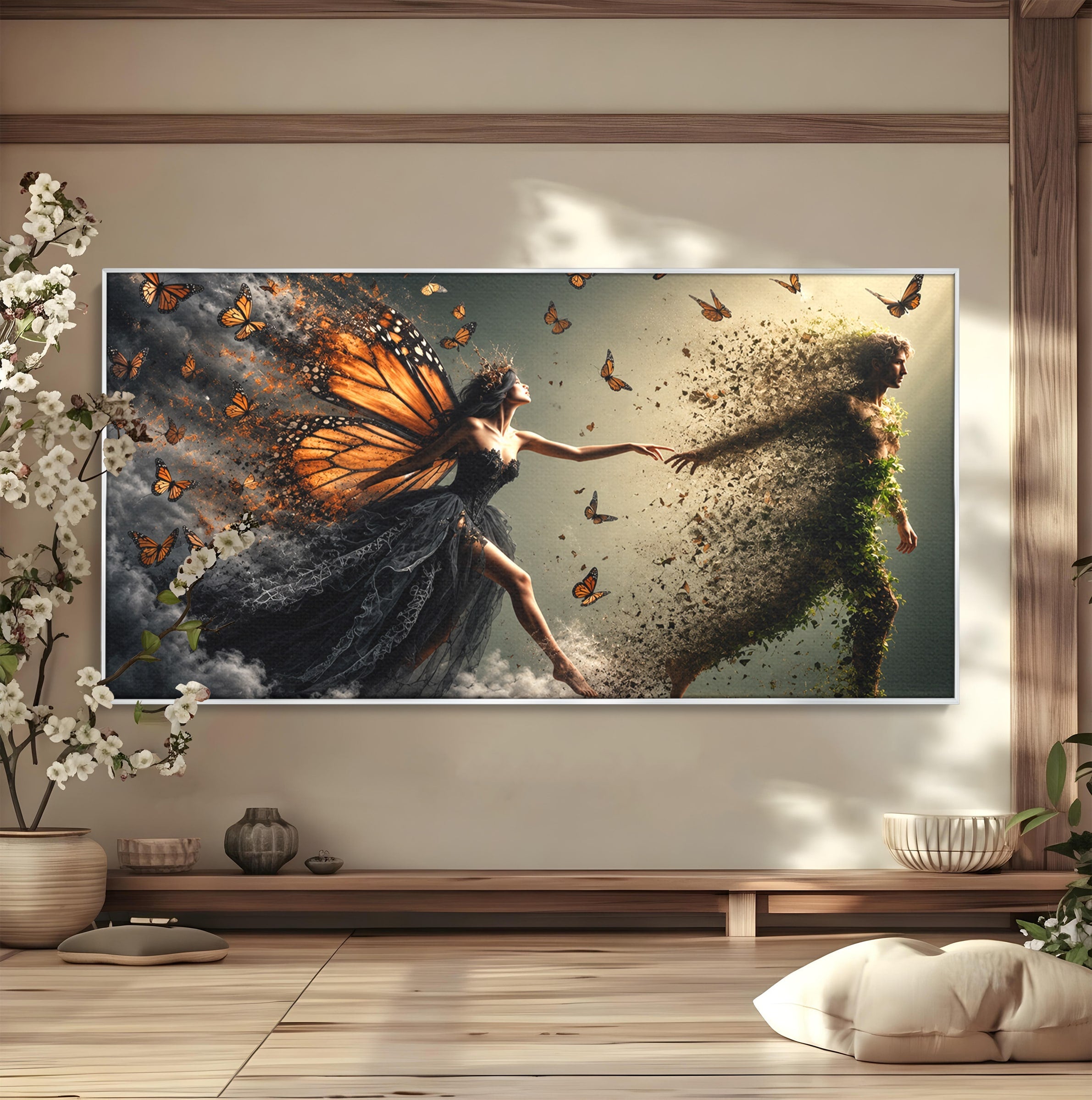 Tablou Canvas Premium LuxCanva® U1033, Dansul Fluturilor, Fantezie, Transformare, Natura, Mister, Fluturi, Living, Dormitor, Culori Vibrante