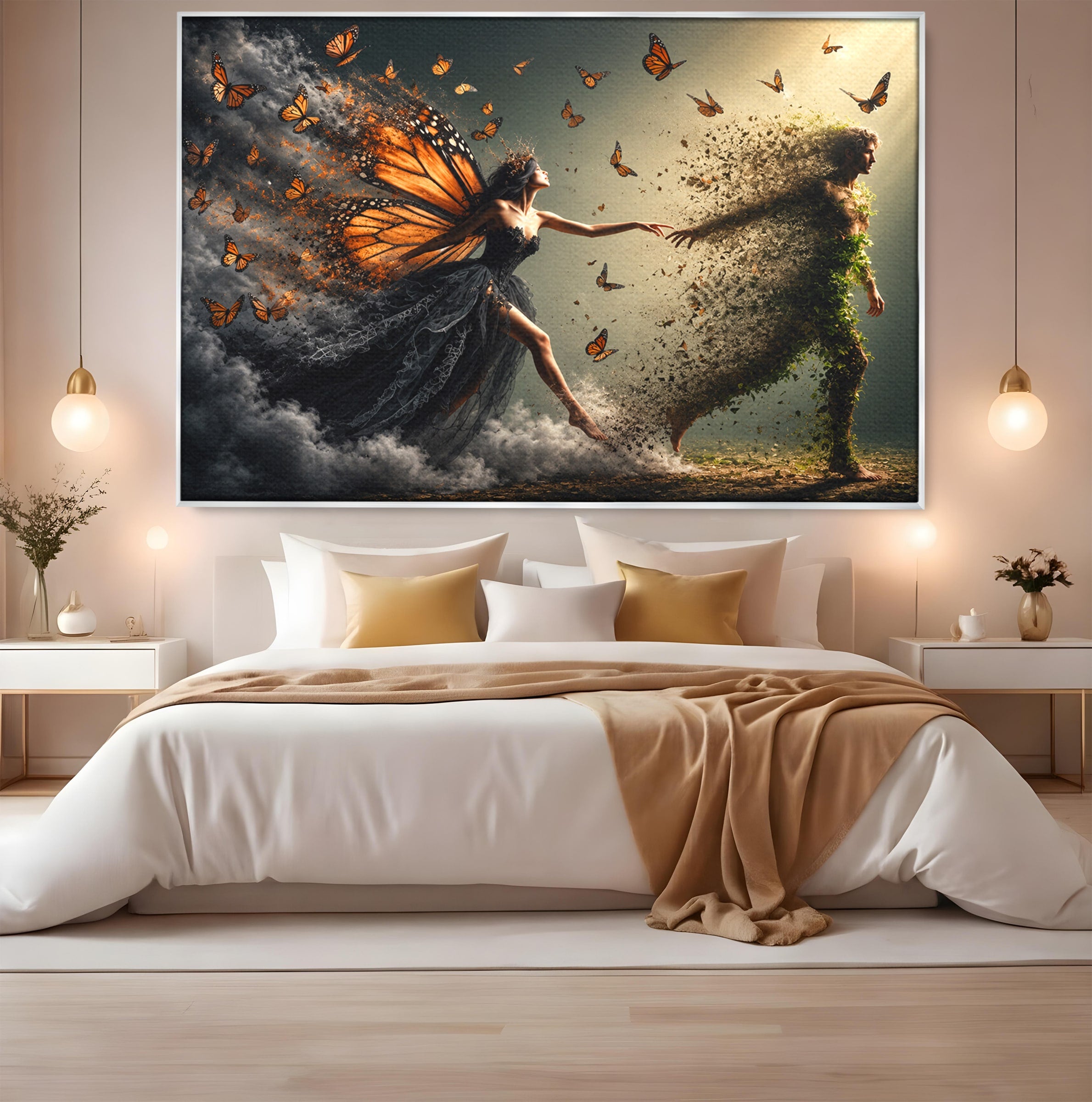 Tablou Canvas Premium LuxCanva® U1033, Dansul Fluturilor, Fantezie, Transformare, Natura, Mister, Fluturi, Living, Dormitor, Culori Vibrante