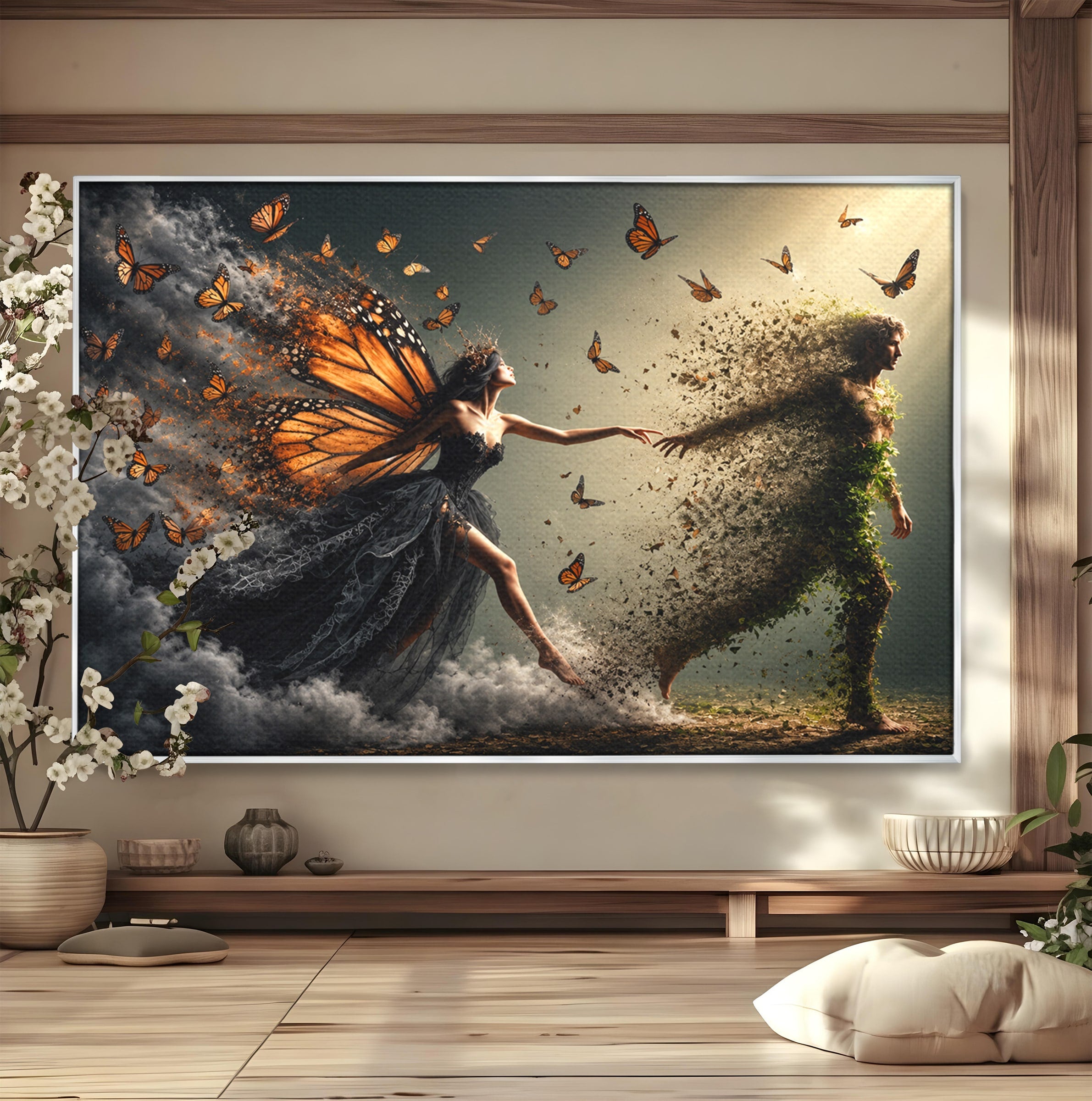 Tablou Canvas Premium LuxCanva® U1033, Dansul Fluturilor, Fantezie, Transformare, Natura, Mister, Fluturi, Living, Dormitor, Culori Vibrante