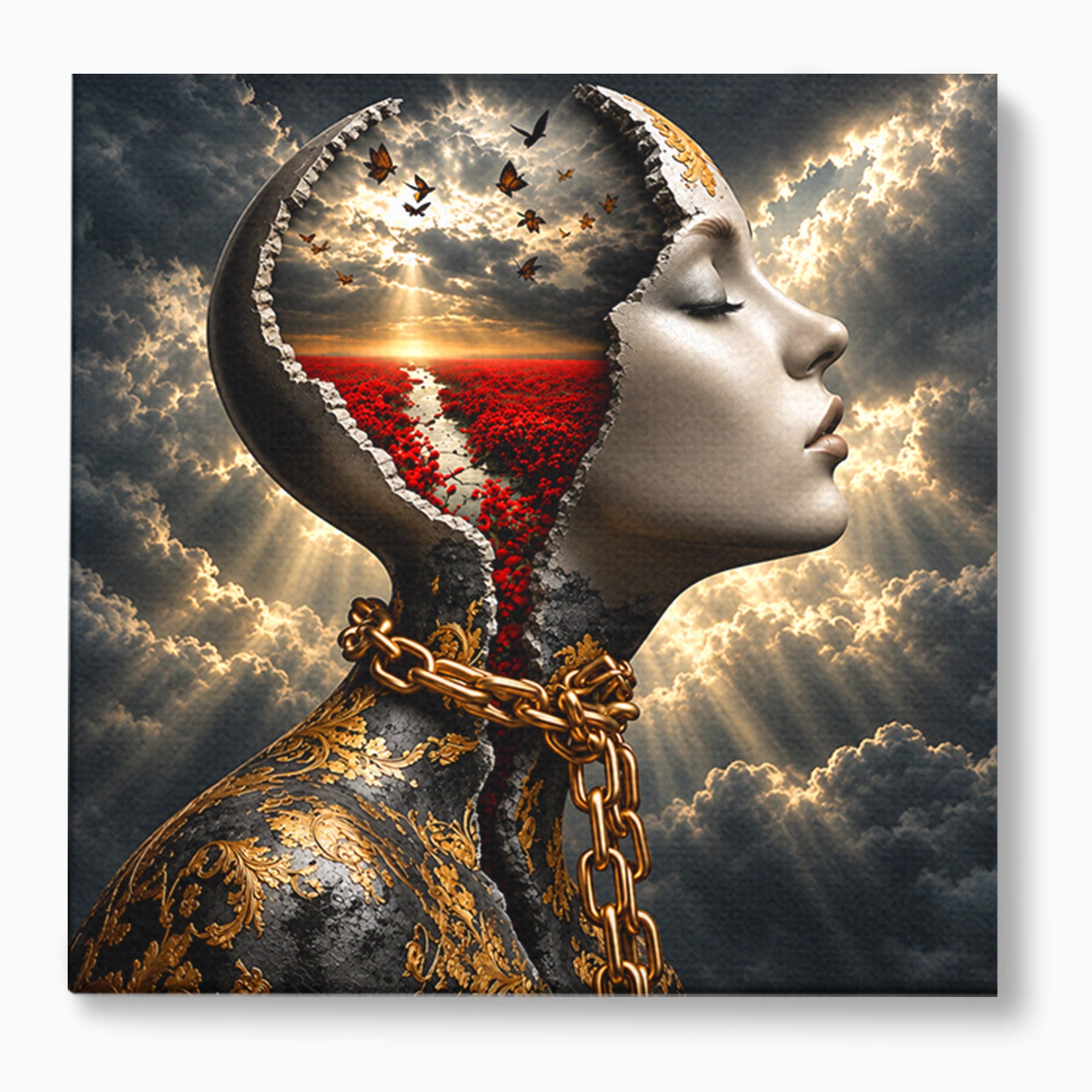 Tablou Canvas Premium LuxCanva® U1034, Visul Libertatii, Fantezie, Portret, Surrealism, Libertate, Living, Culori Vibrante