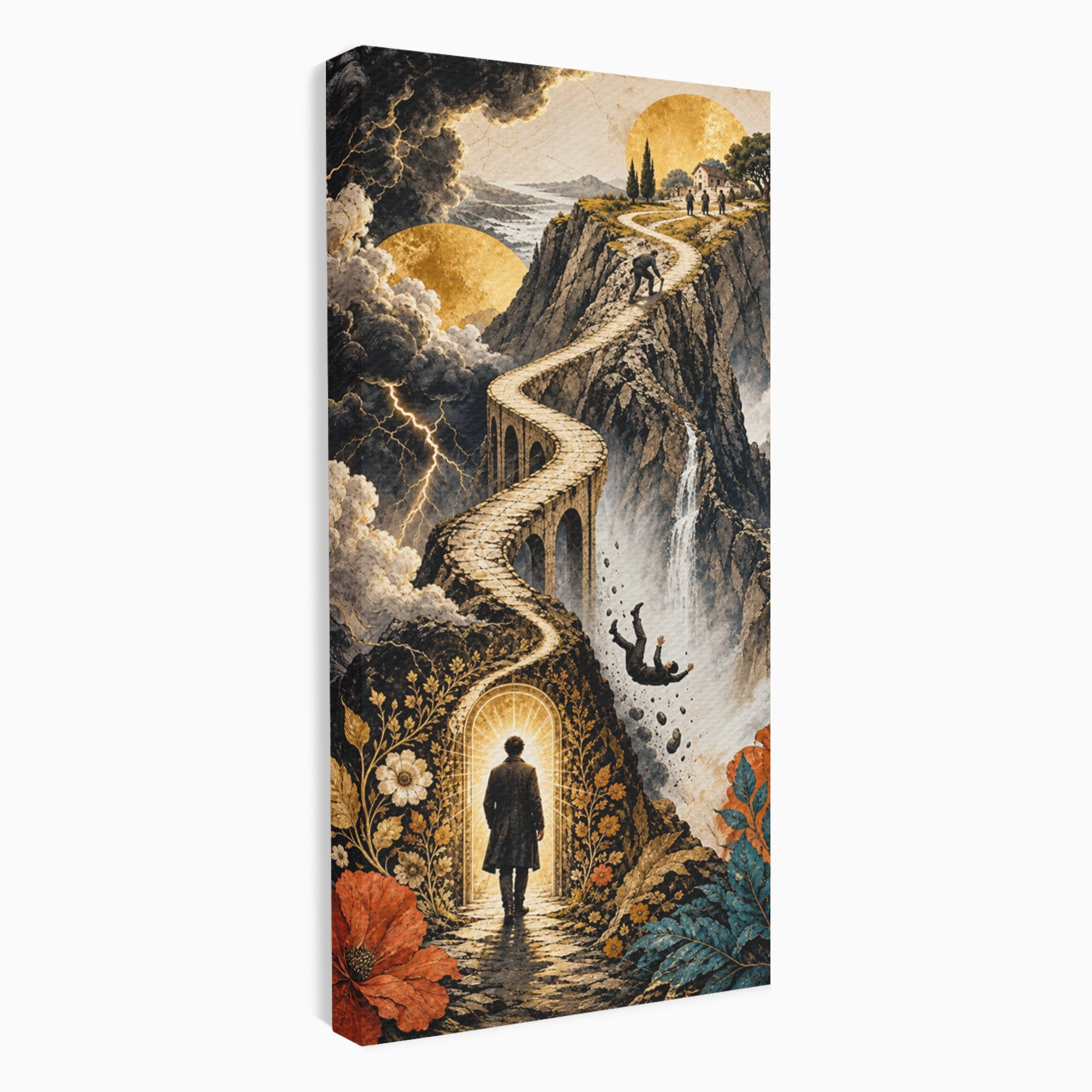 Tablou Canvas Premium LuxCanva® U1035, Drumul Spre Necunoscut, Peisaj, Pod, Calatorie, Fantezie, Living, Mister, Culori Vibrante