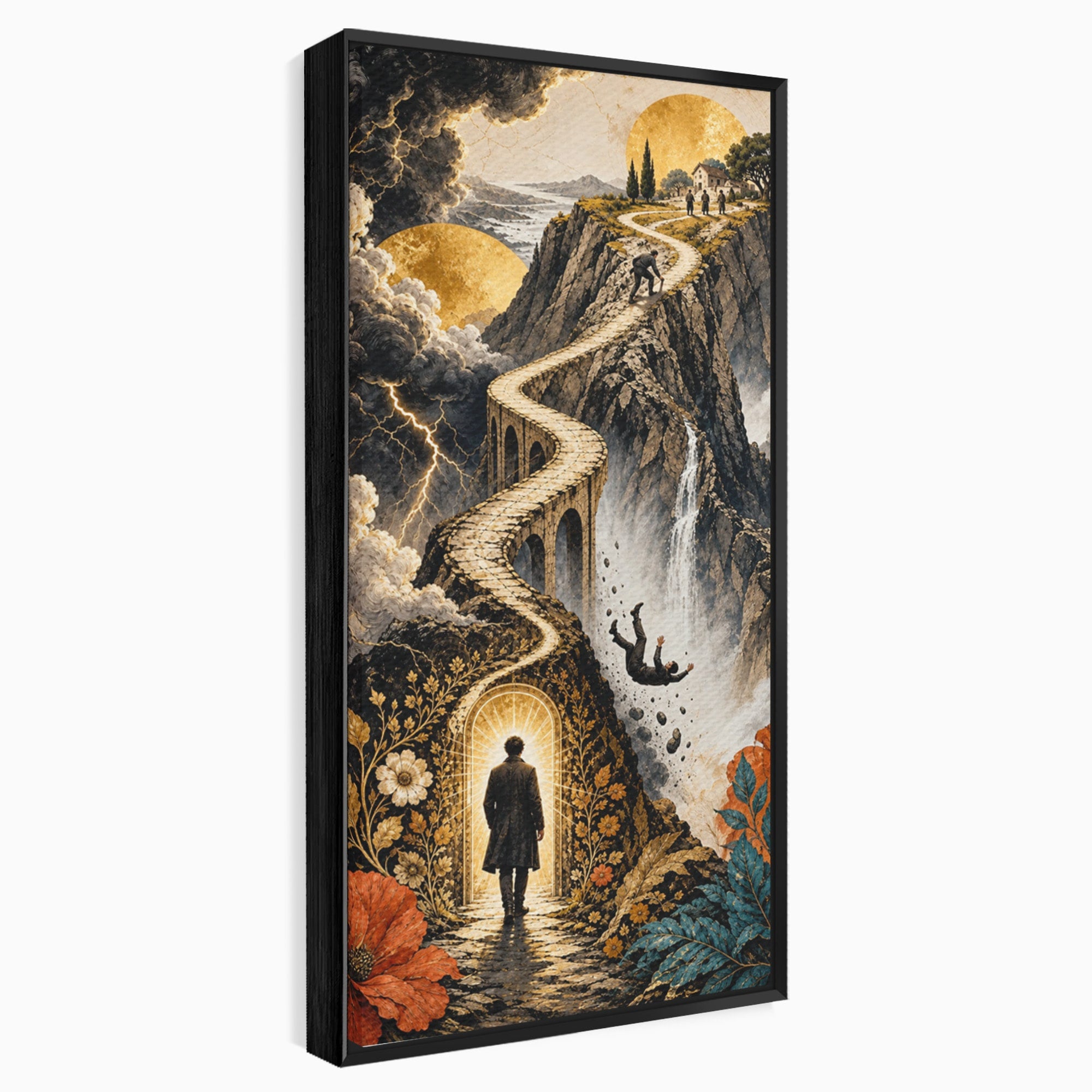 Tablou Canvas Premium LuxCanva® U1035, Drumul Spre Necunoscut, Peisaj, Pod, Calatorie, Fantezie, Living, Mister, Culori Vibrante