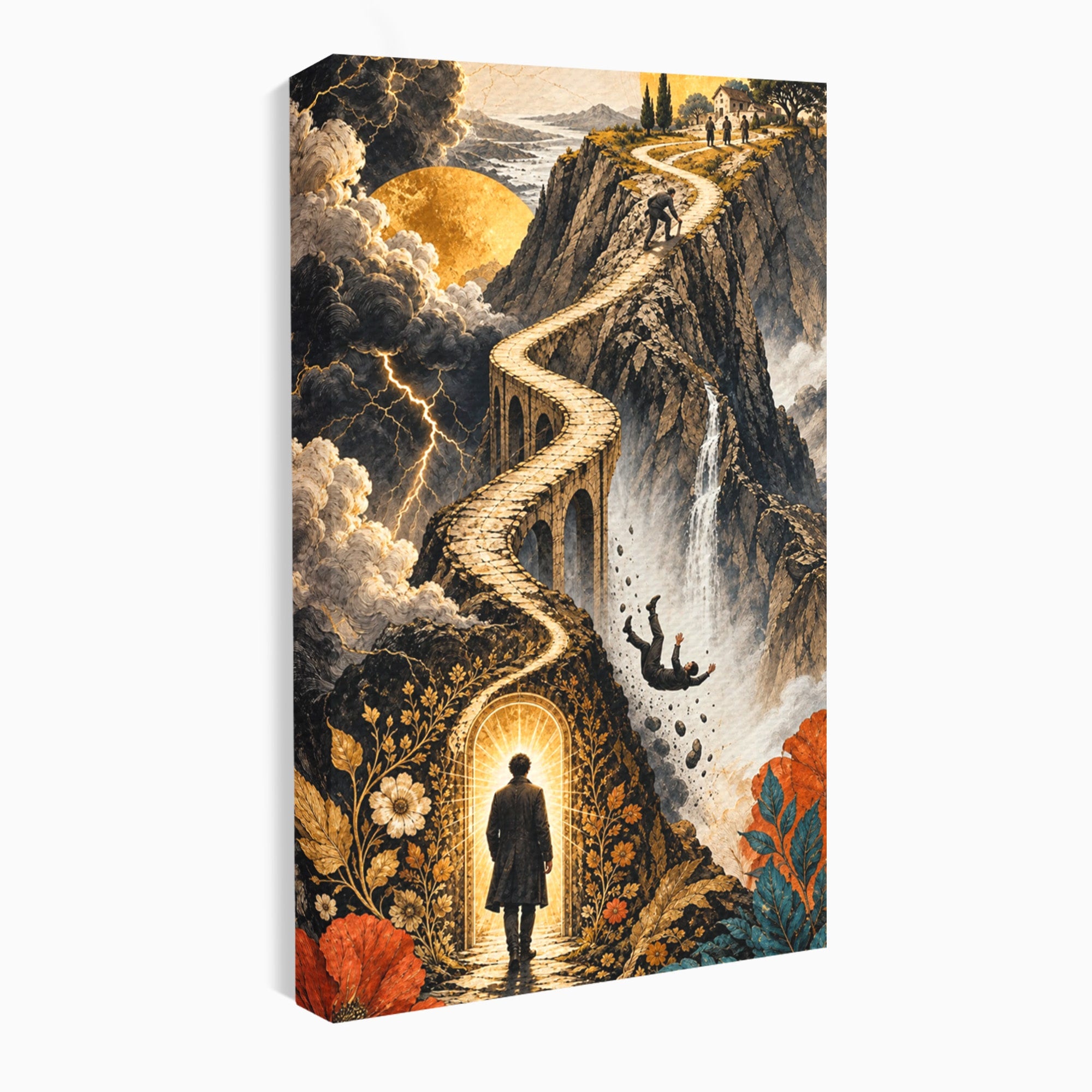 Tablou Canvas Premium LuxCanva® U1035, Drumul Spre Necunoscut, Peisaj, Pod, Calatorie, Fantezie, Living, Mister, Culori Vibrante