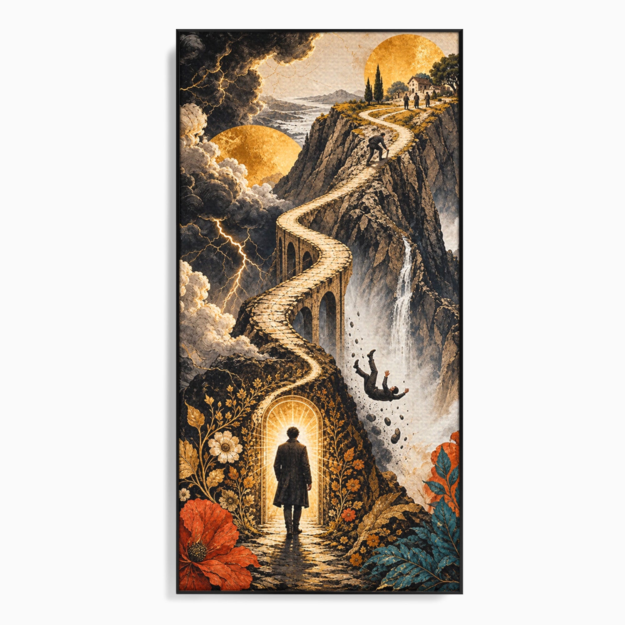 Tablou Canvas Premium LuxCanva® U1035, Drumul Spre Necunoscut, Peisaj, Pod, Calatorie, Fantezie, Living, Mister, Culori Vibrante